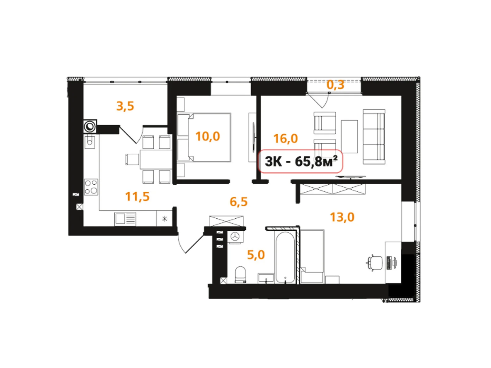 Продается 3-комнатная квартира 65.8 кв. м в Ивано-Франковске, цена: 43428 $