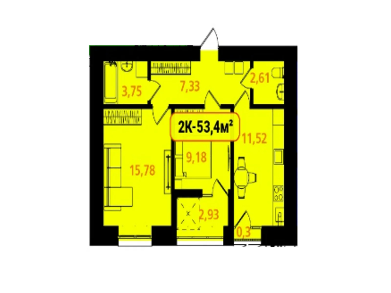 Продается 2-комнатная квартира 53.4 кв. м в Ивано-Франковске, ул. Отца Блавацкого, 8 - фото 1