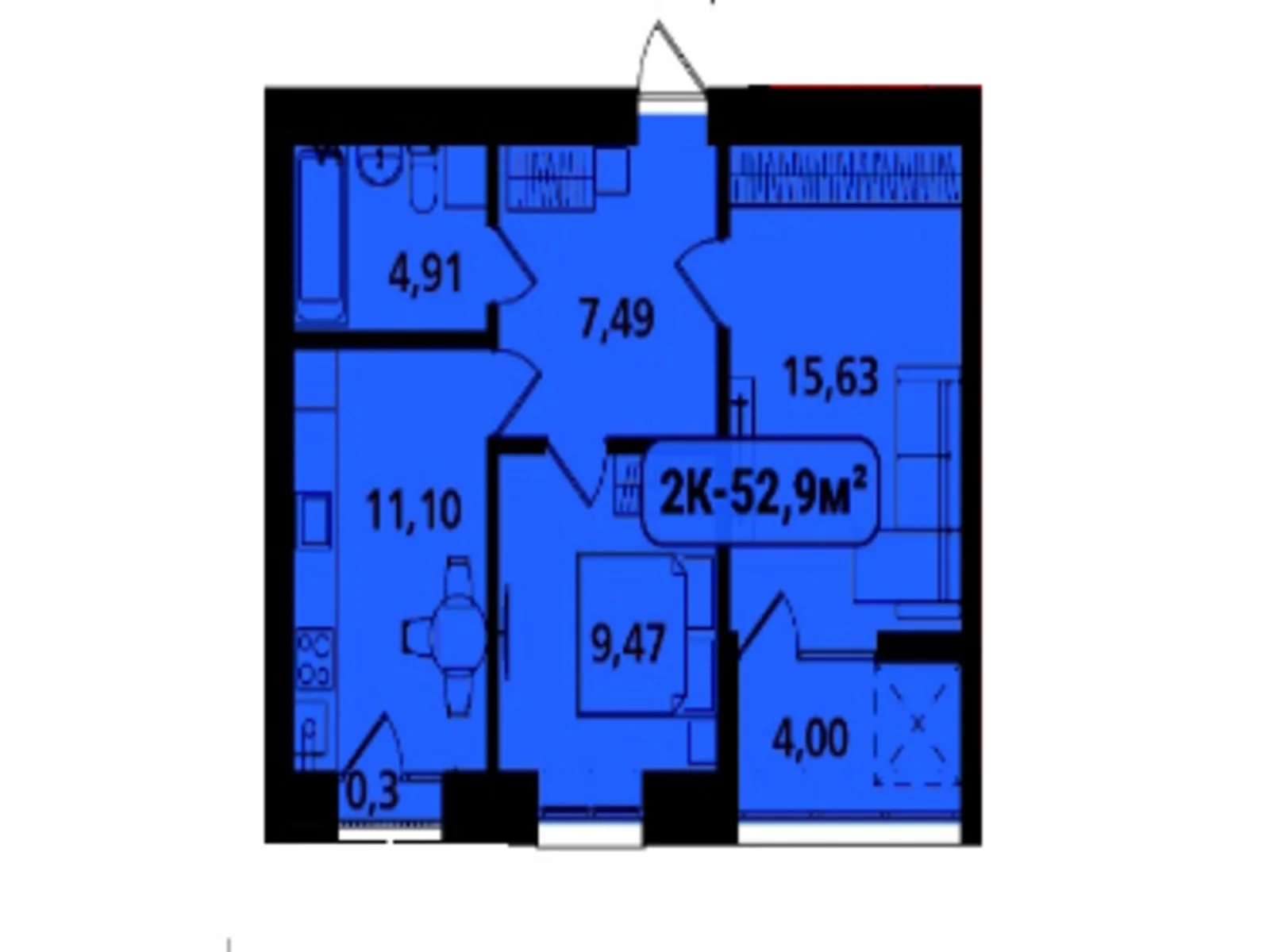 Продается 2-комнатная квартира 52.9 кв. м в Ивано-Франковске, ул. Отца Блавацкого, 8 - фото 1