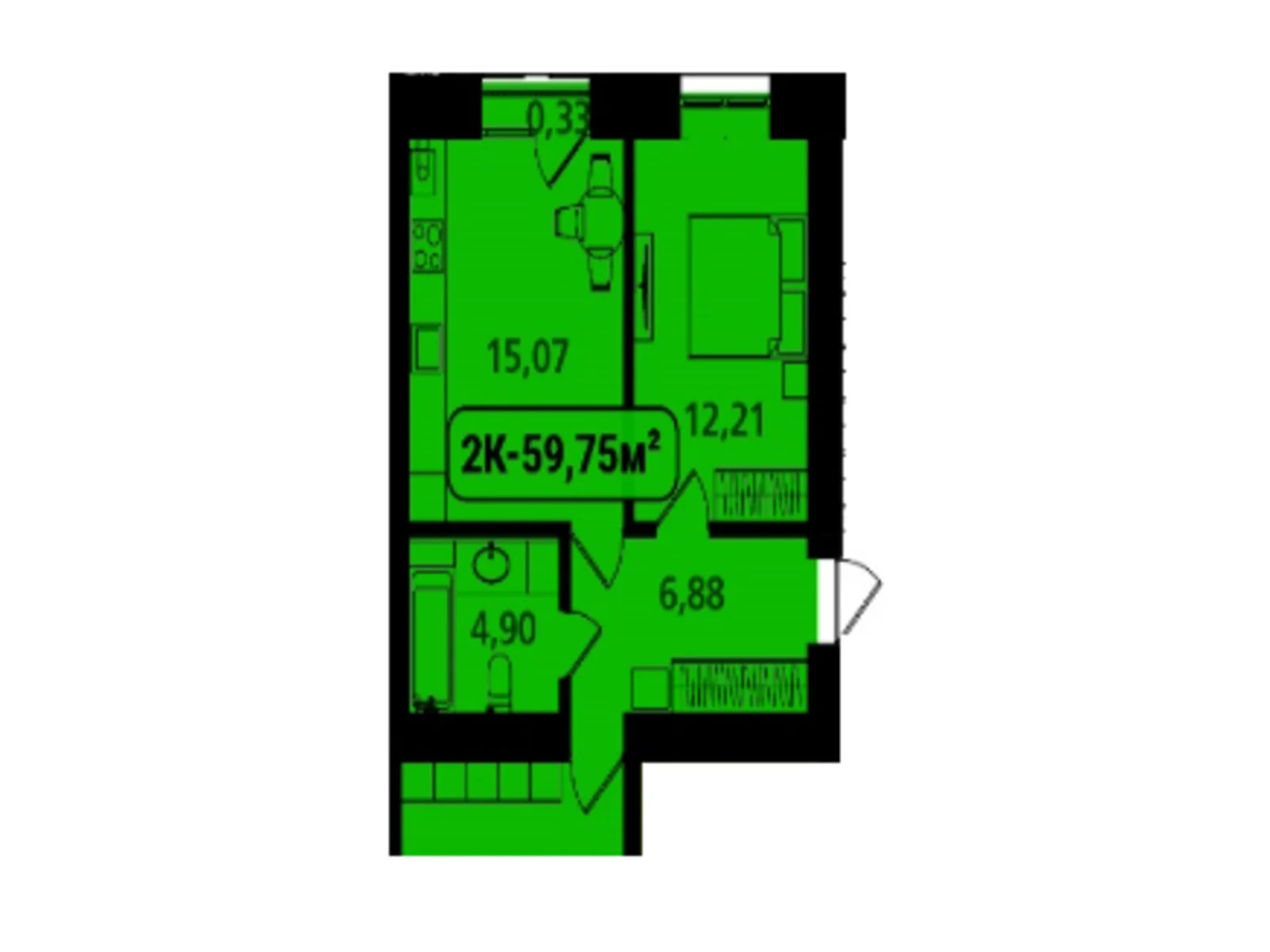 Продается 2-комнатная квартира 59.75 кв. м в Ивано-Франковске, цена: 37045 $