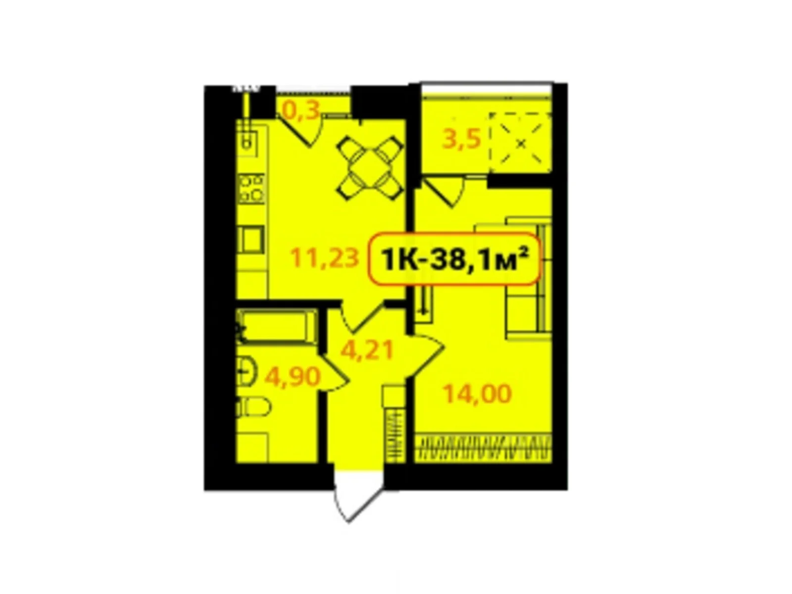 Продается 1-комнатная квартира 38.1 кв. м в Ивано-Франковске, цена: 26289 $