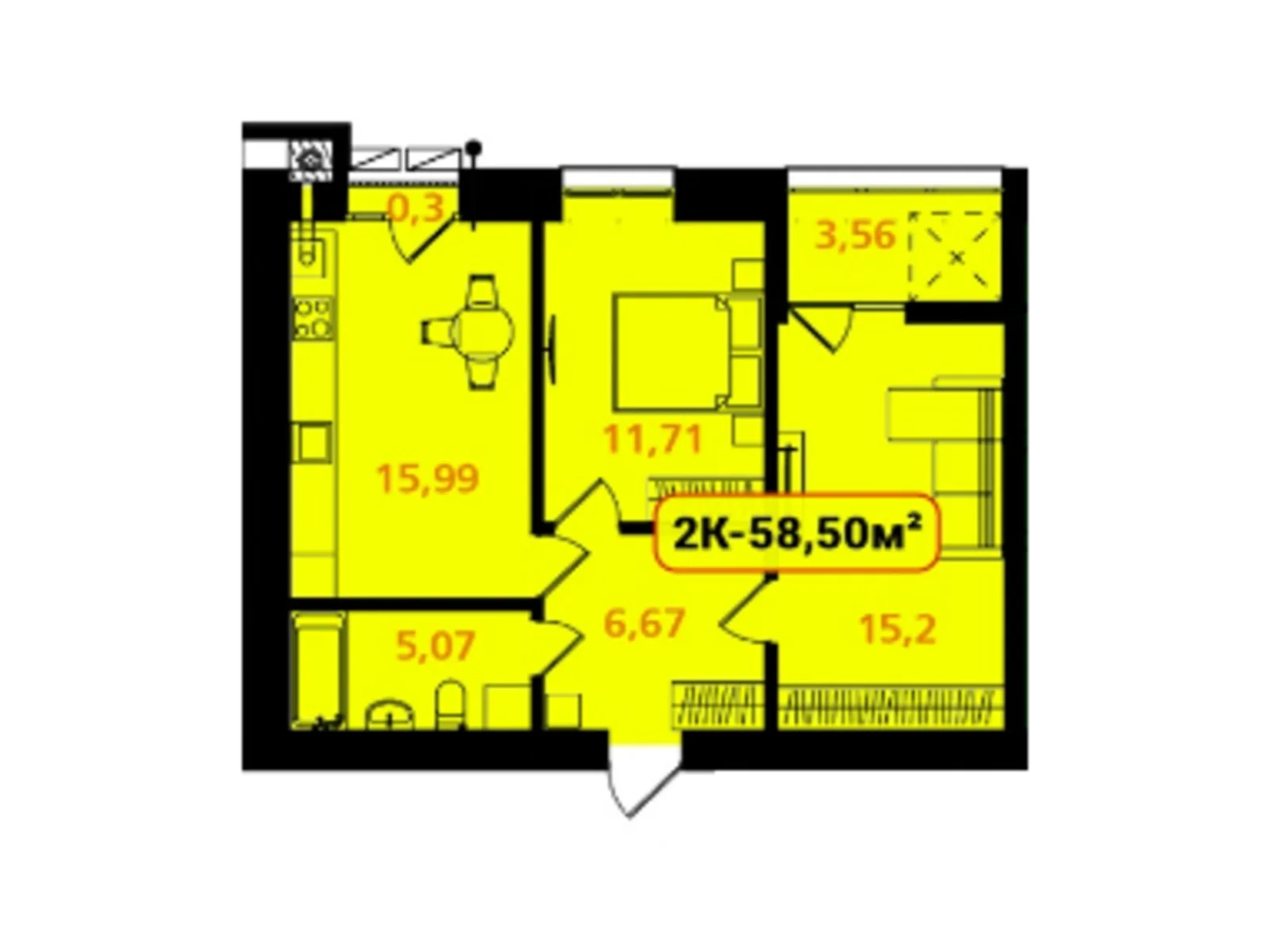 Продается 2-комнатная квартира 58.5 кв. м в Ивано-Франковске, цена: 37440 $