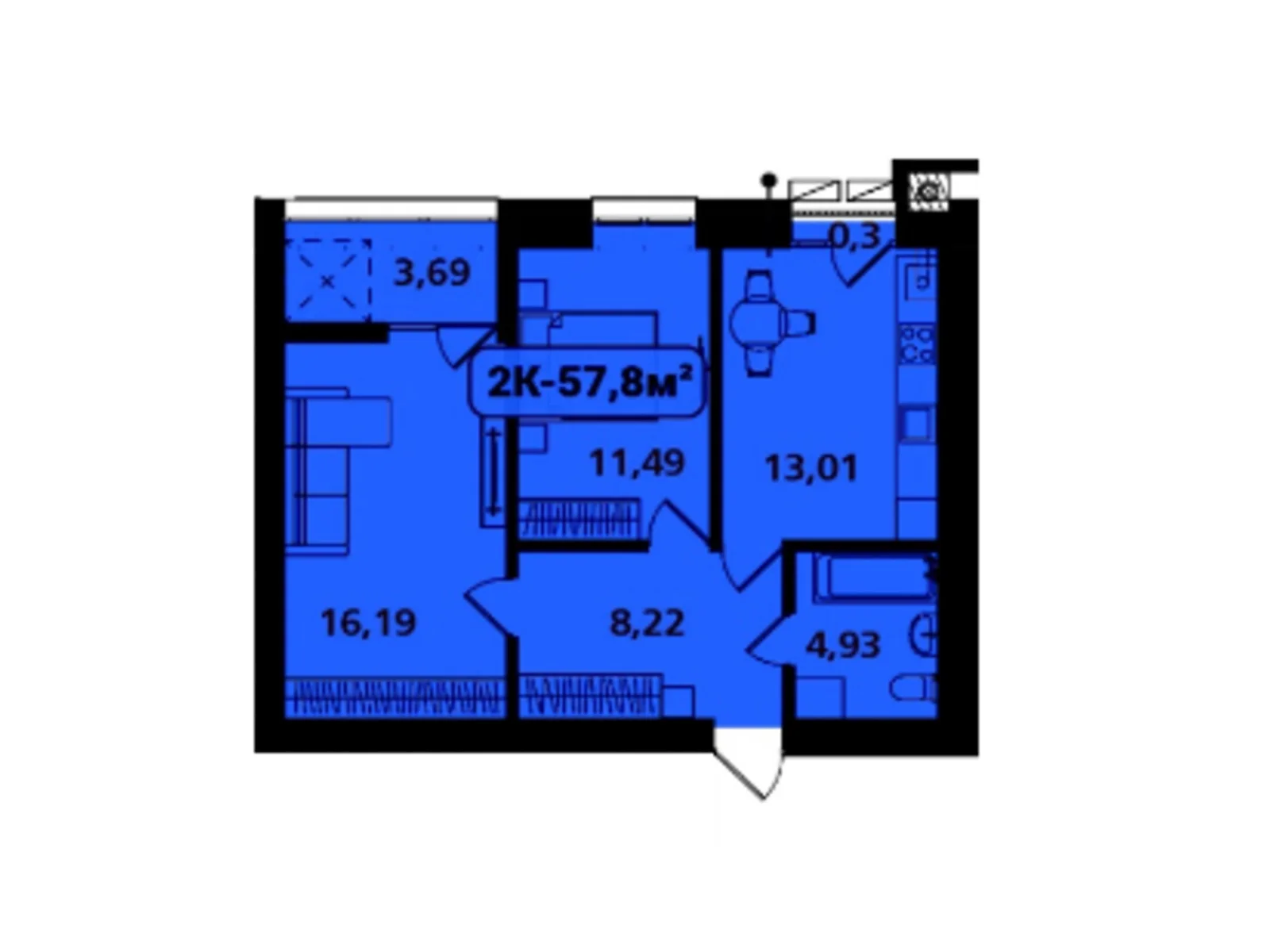 Продается 2-комнатная квартира 57.8 кв. м в Ивано-Франковске, цена: 35258 $