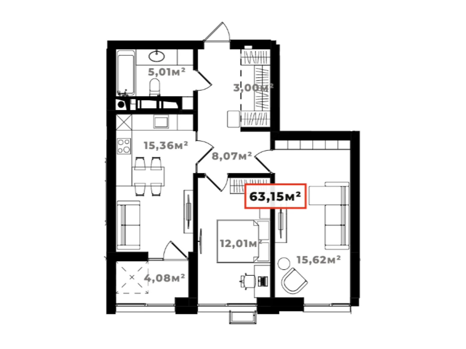 Продается 2-комнатная квартира 63.15 кв. м в Ивано-Франковске, ул. Солнечная, 25