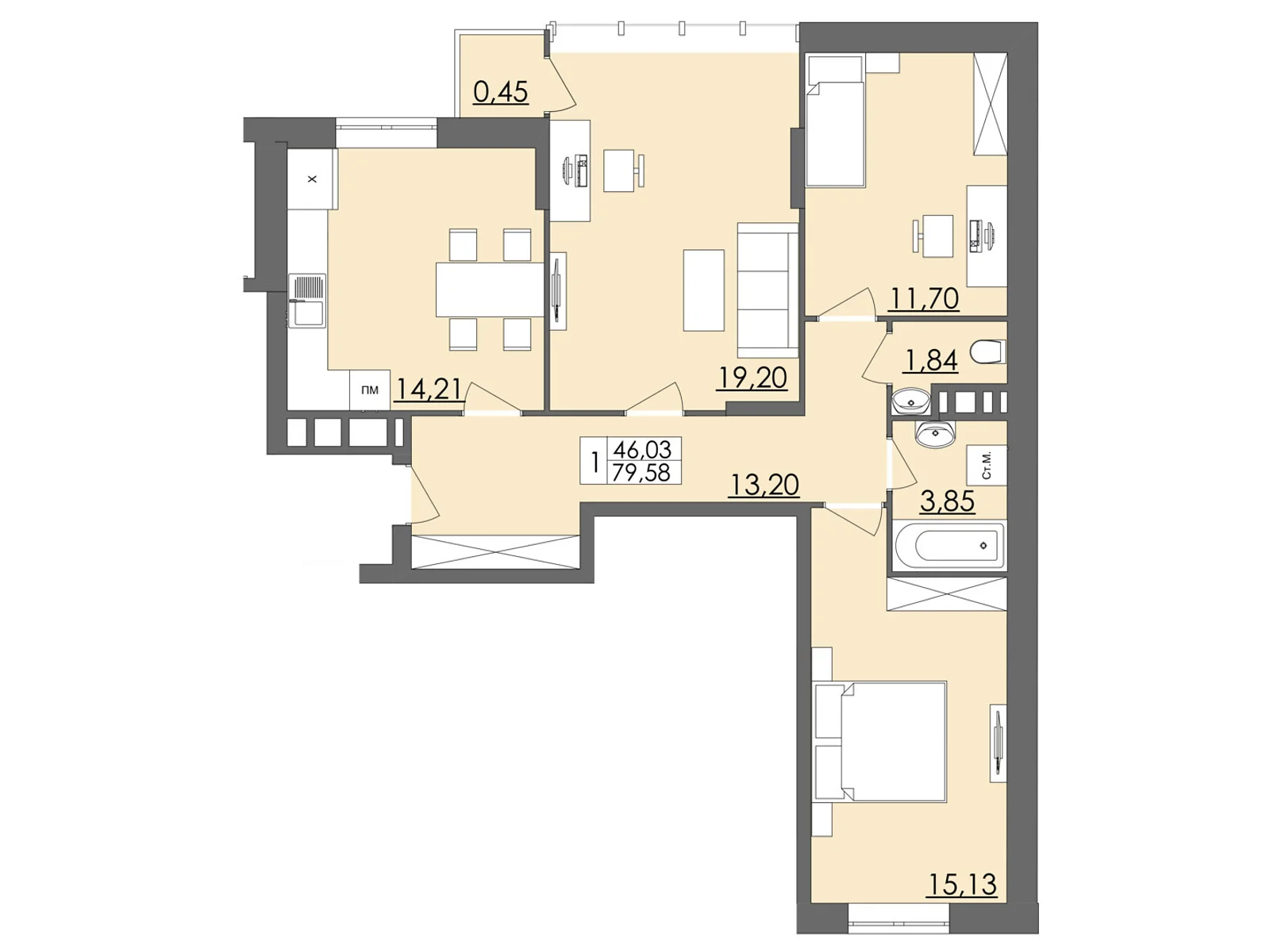 Продается 3-комнатная квартира 73 кв. м в Черновцах, ул. Смотрицкая, 4