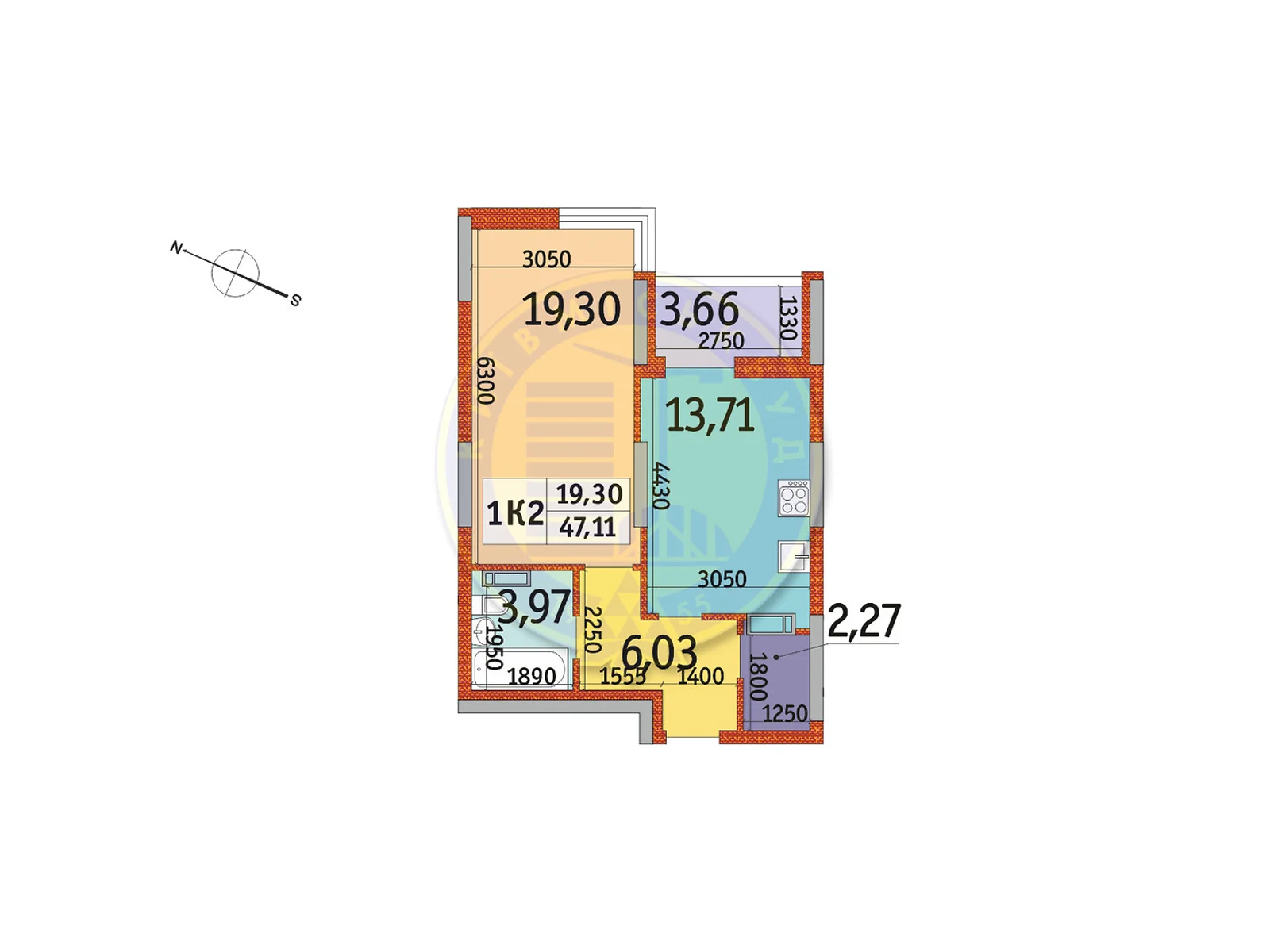 Продается 1-комнатная квартира 47.11 кв. м в Киеве, просп. Отрадный, 93/2