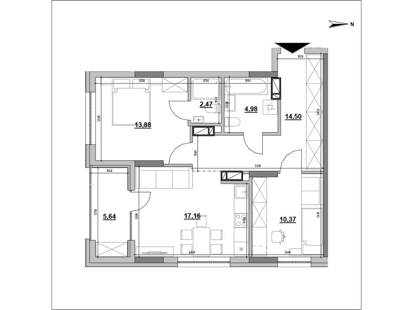 Продается 2-комнатная квартира 69 кв. м в Киеве, ул. Генерала Шаповала, 1-3