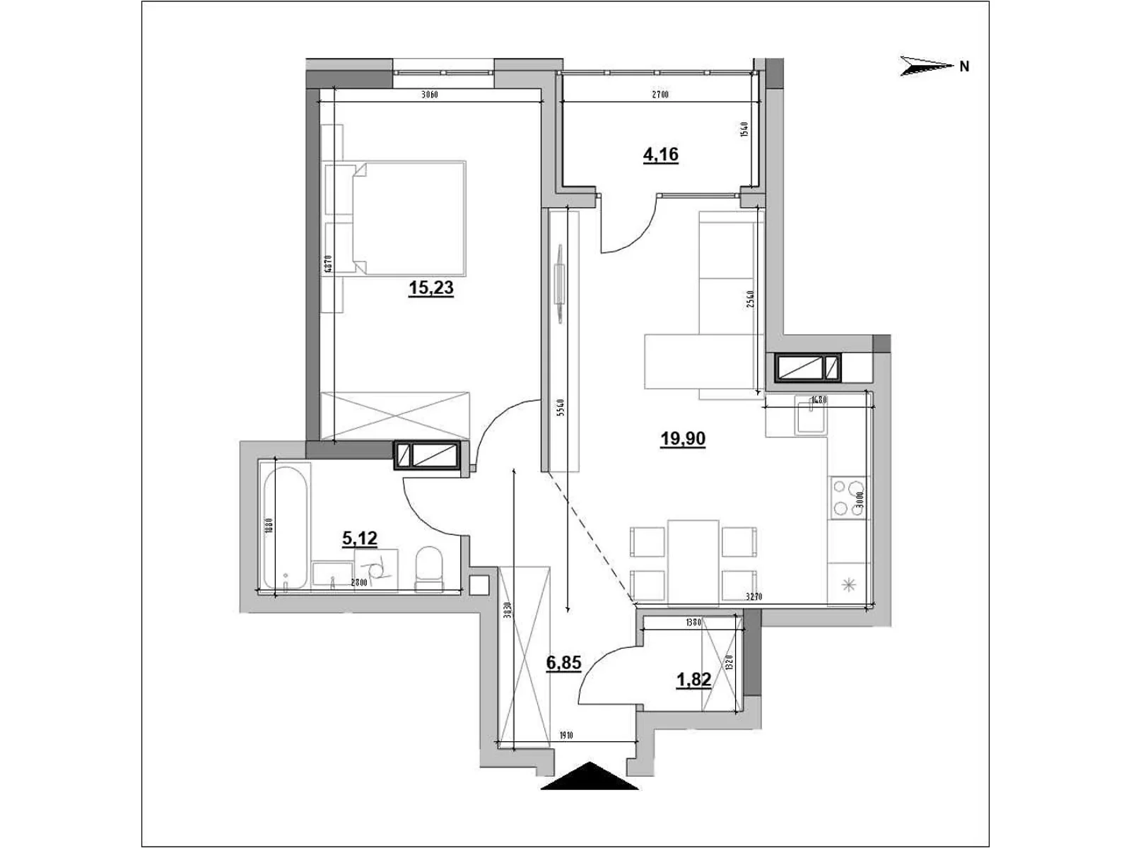 Продается 1-комнатная квартира 53.08 кв. м в Киеве, ул. Генерала Шаповала, 1-3