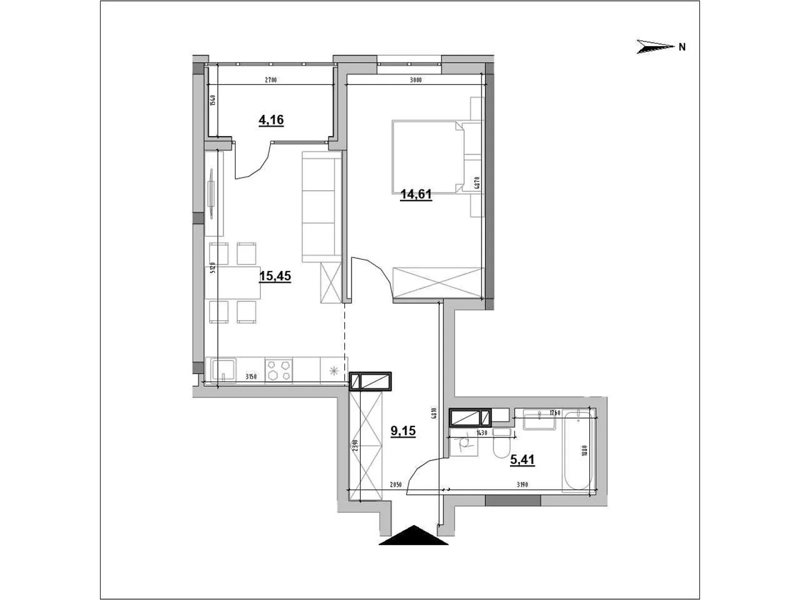 Продается 1-комнатная квартира 48.81 кв. м в Киеве, ул. Генерала Шаповала, 1-3