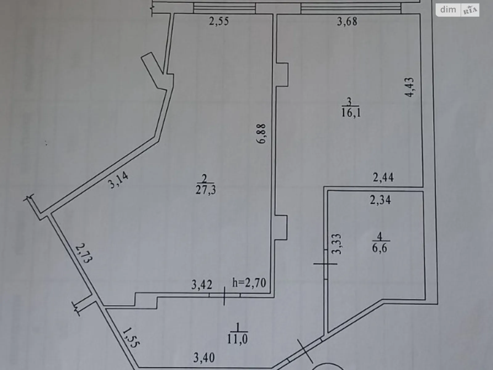 Продается 1-комнатная квартира 61 кв. м в Виннице