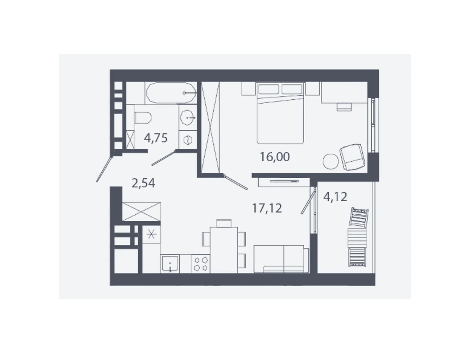 Продается 1-комнатная квартира 42.39 кв. м в Львове, ул. Студинского, 1