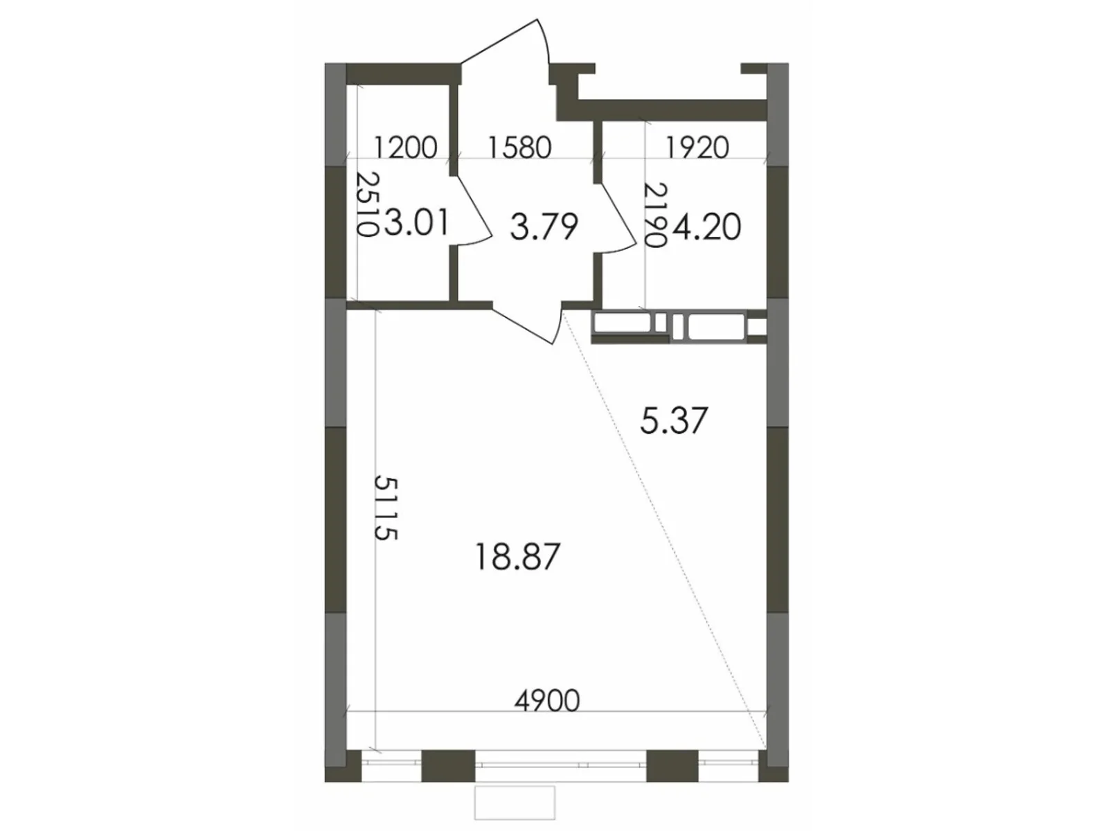 Продается 1-комнатная квартира 35.24 кв. м в Киеве, цена: 39810 $