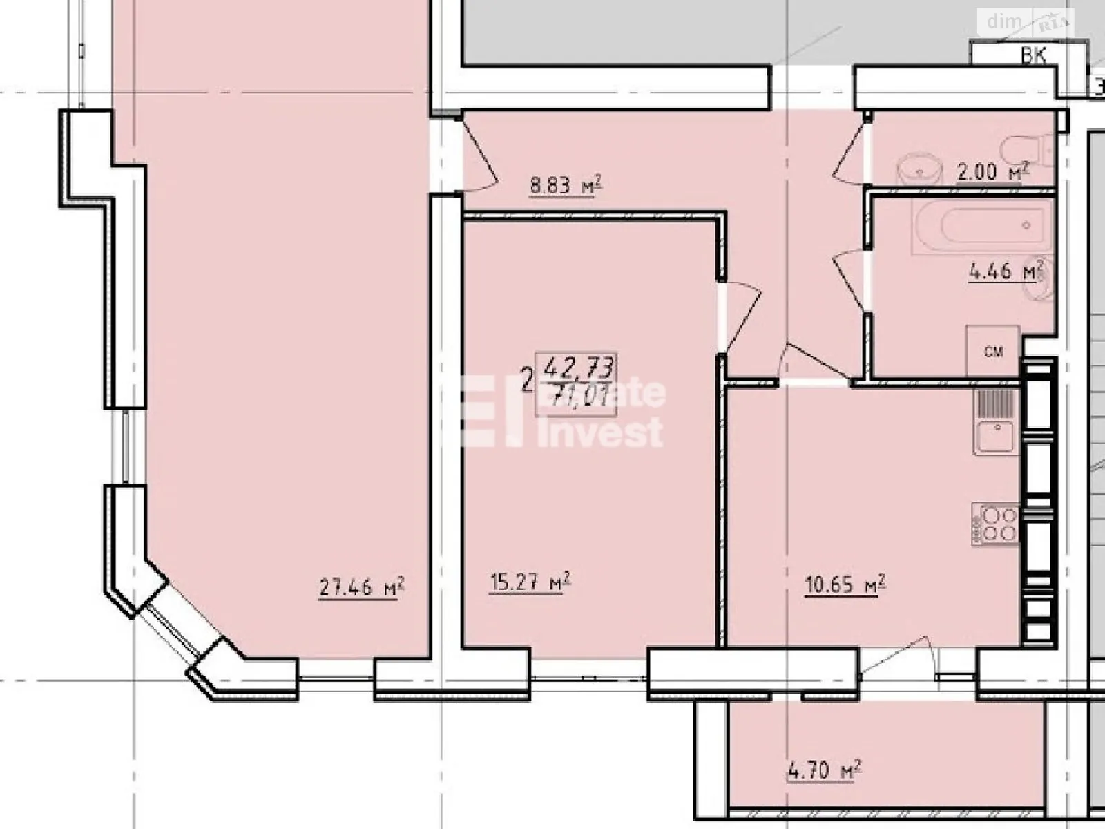 Продается 2-комнатная квартира 70.7 кв. м в Харькове, ул. Заливная, 12