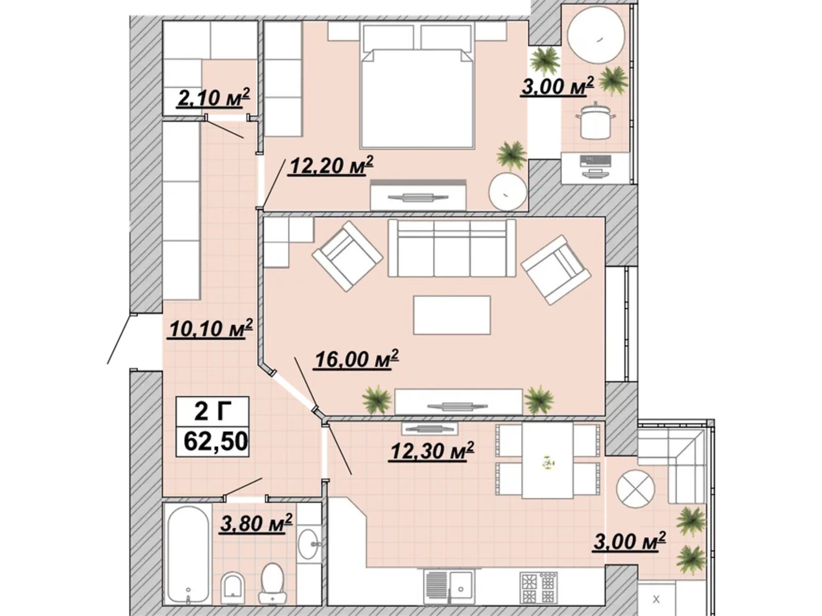Продается 2-комнатная квартира 62.5 кв. м в Ивано-Франковске, ул. Княгинин, 44 - фото 1