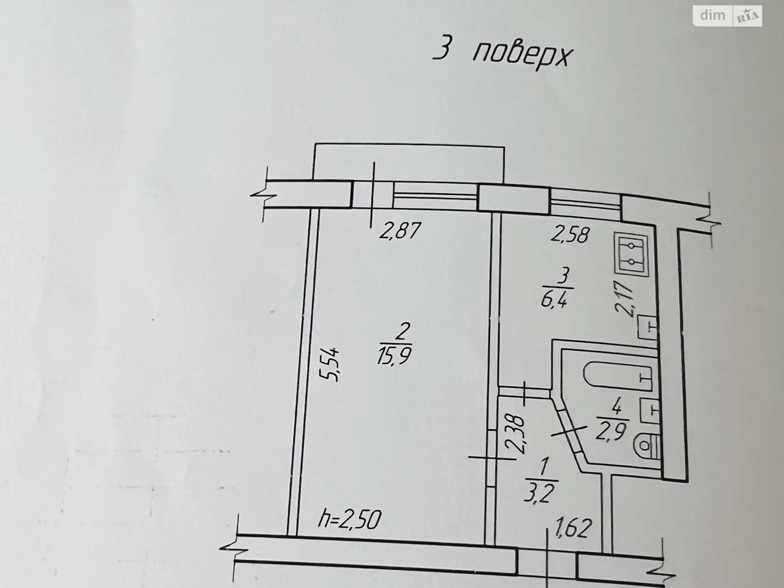 Продается 1-комнатная квартира 29 кв. м в Ровно, просп. Мира, 21