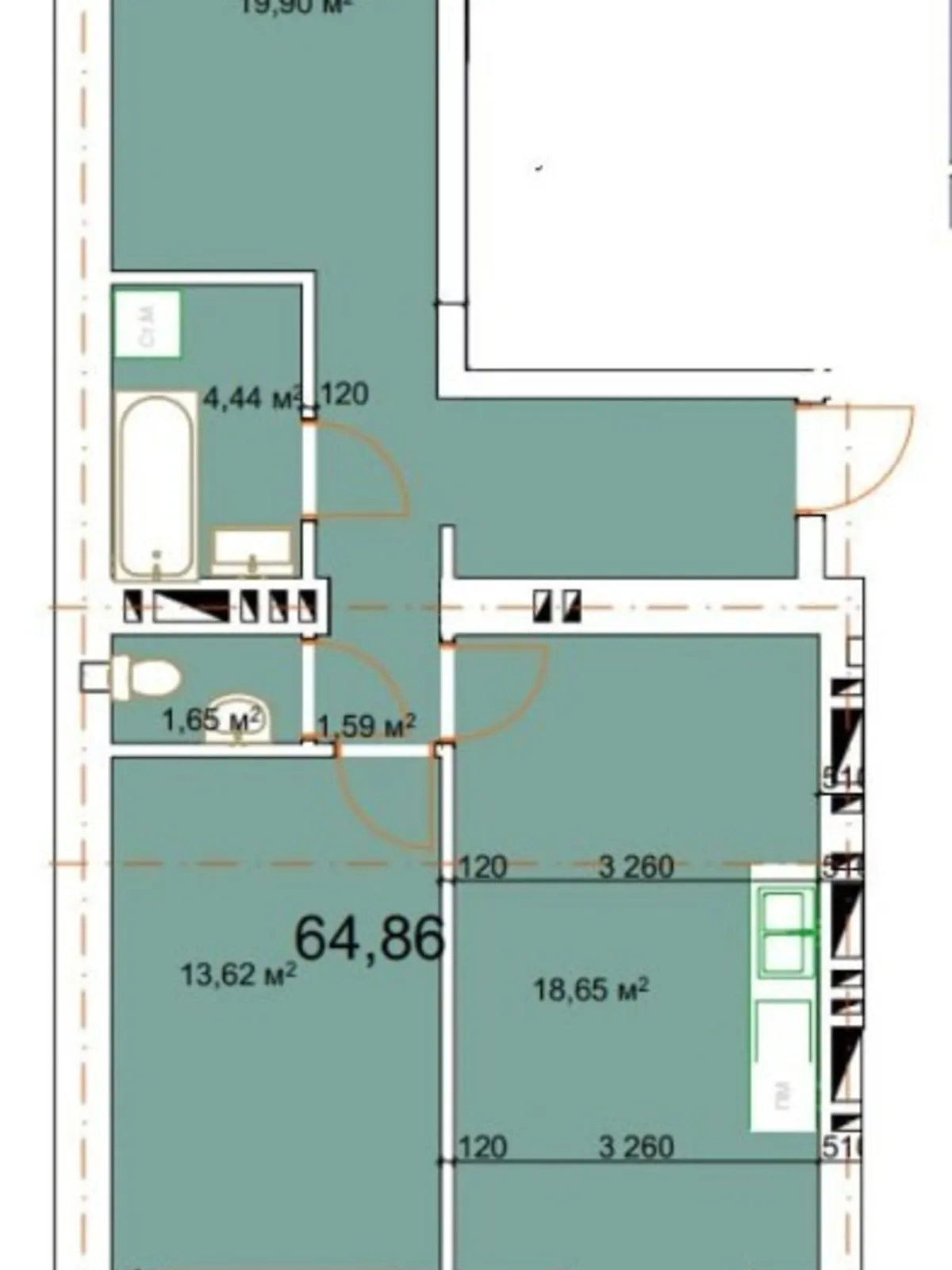 Продается 2-комнатная квартира 64.86 кв. м в Калуше, цена: 35673 $