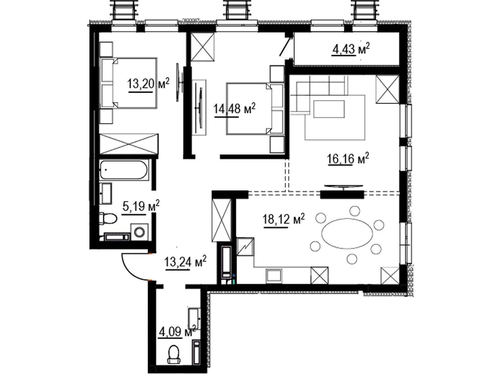 Продается 3-комнатная квартира 88.91 кв. м в Броварах, цена: 75668 $