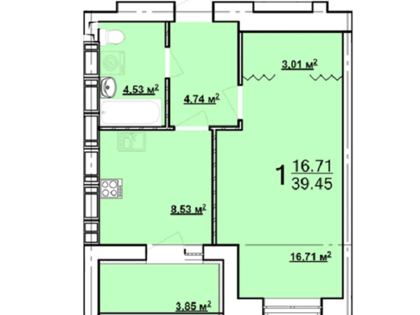 Продається 1-кімнатна квартира 39.5 кв. м у Харкові - фото 1