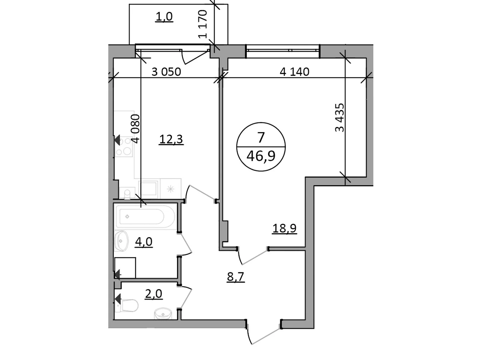 Продається 1-кімнатна квартира 46.9 кв. м у Брюховичах, цена: 44555 $