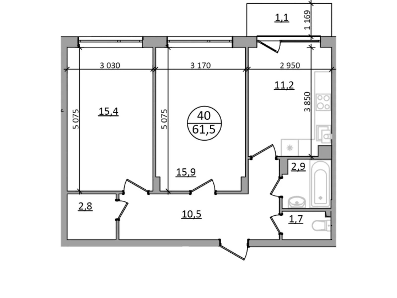 Продается 2-комнатная квартира 61.5 кв. м в Брюховичах, цена: 61500 $