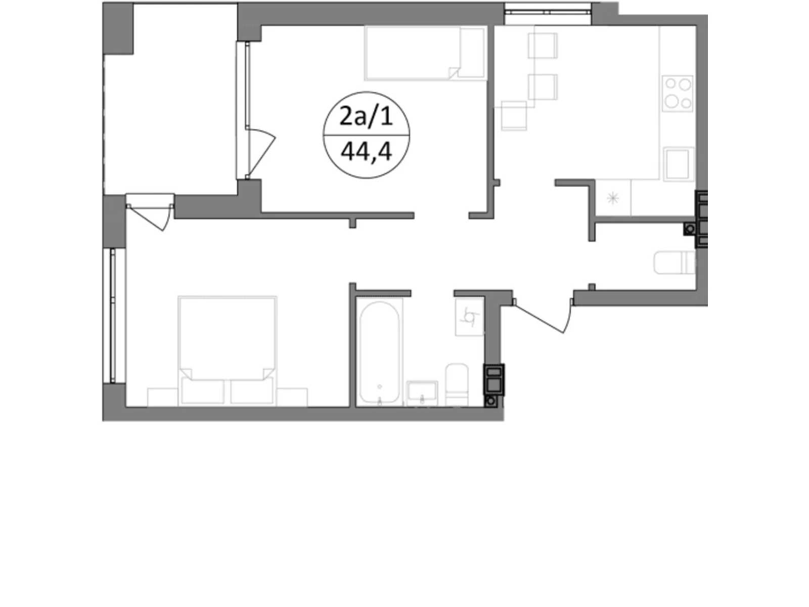 Продается 2-комнатная квартира 44.3 кв. м в Брюховичах, ул. Широкая, 22