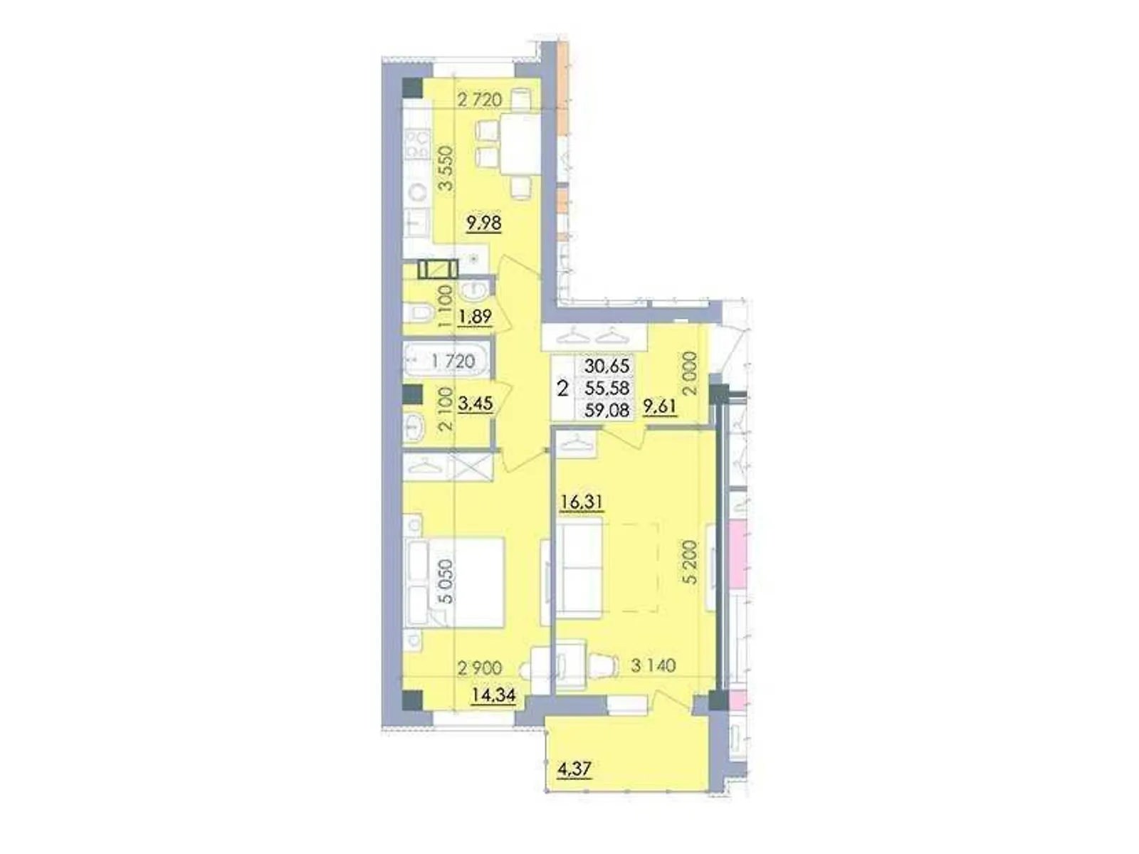 Продается 2-комнатная квартира 59 кв. м в Полтаве, ул. Башкирцевой Марии