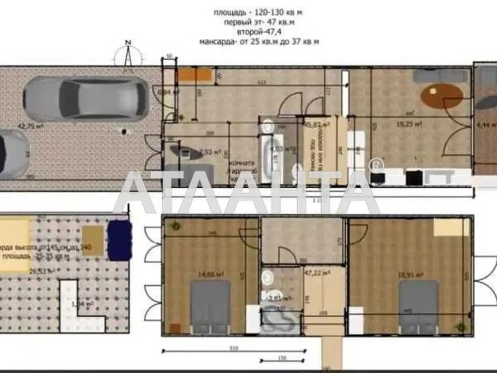 Продается дом на 3 этажа 140 кв. м с балконом, цена: 65000 $