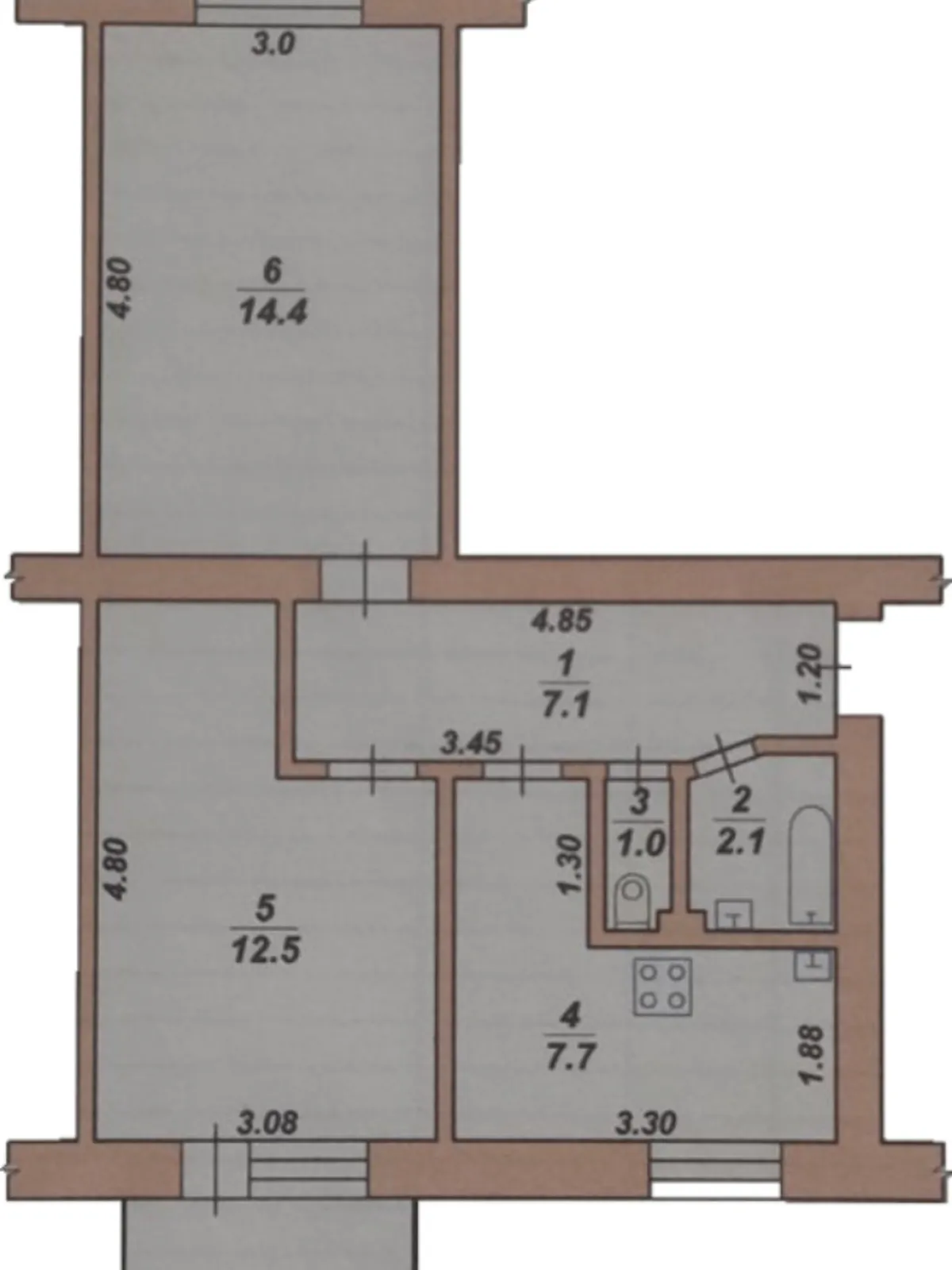 Продается 2-комнатная квартира 46 кв. м в Житомире, ул. Домбровского, 16А - фото 1