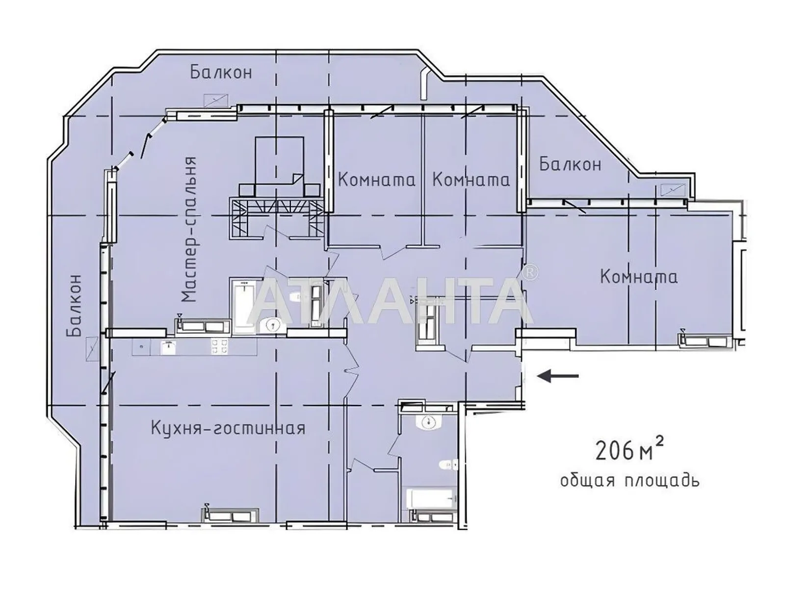 Продається 4-кімнатна квартира 206 кв. м у Одесі, вул. Генуезька