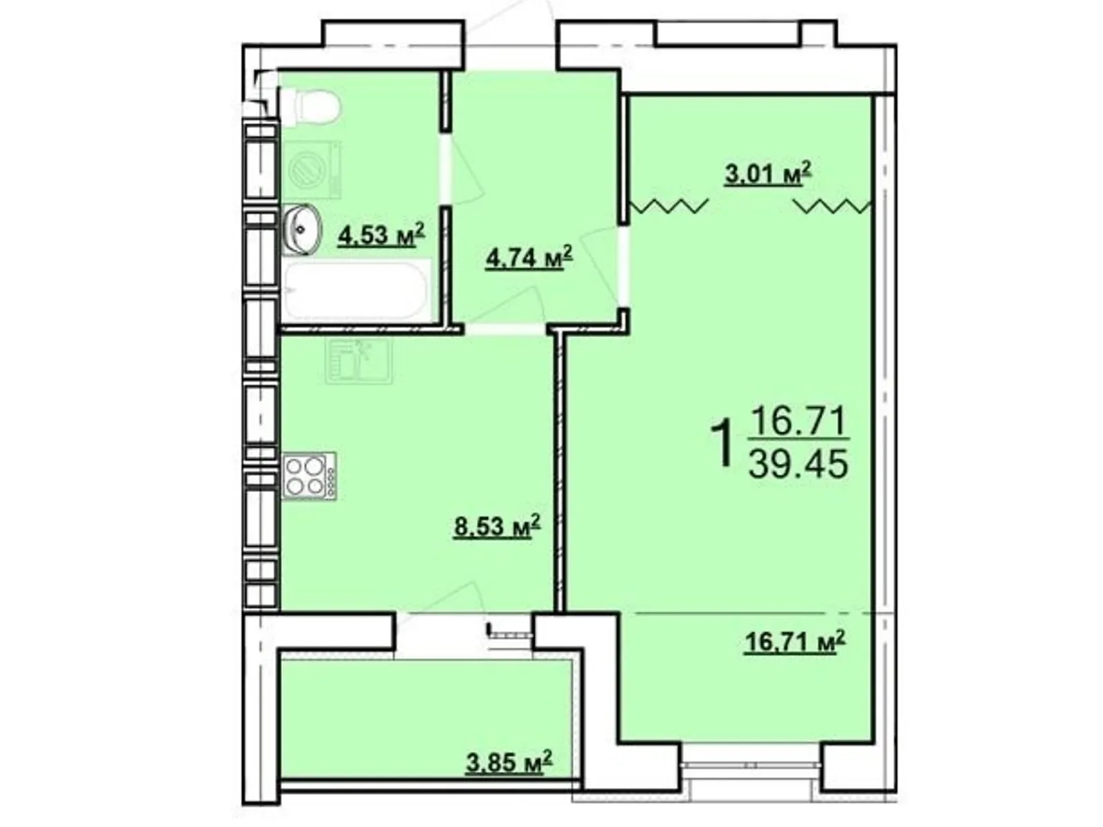 Продается 1-комнатная квартира 39.5 кв. м в Харькове - фото 2