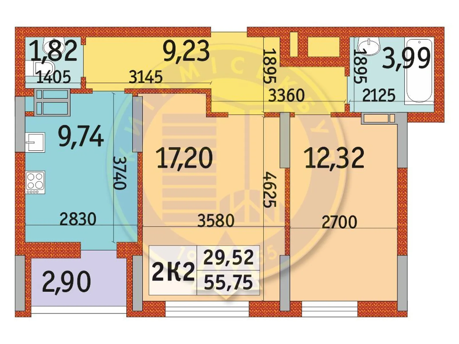 Продается 2-комнатная квартира 56 кв. м в Киеве, просп. Отрадный, 93/2