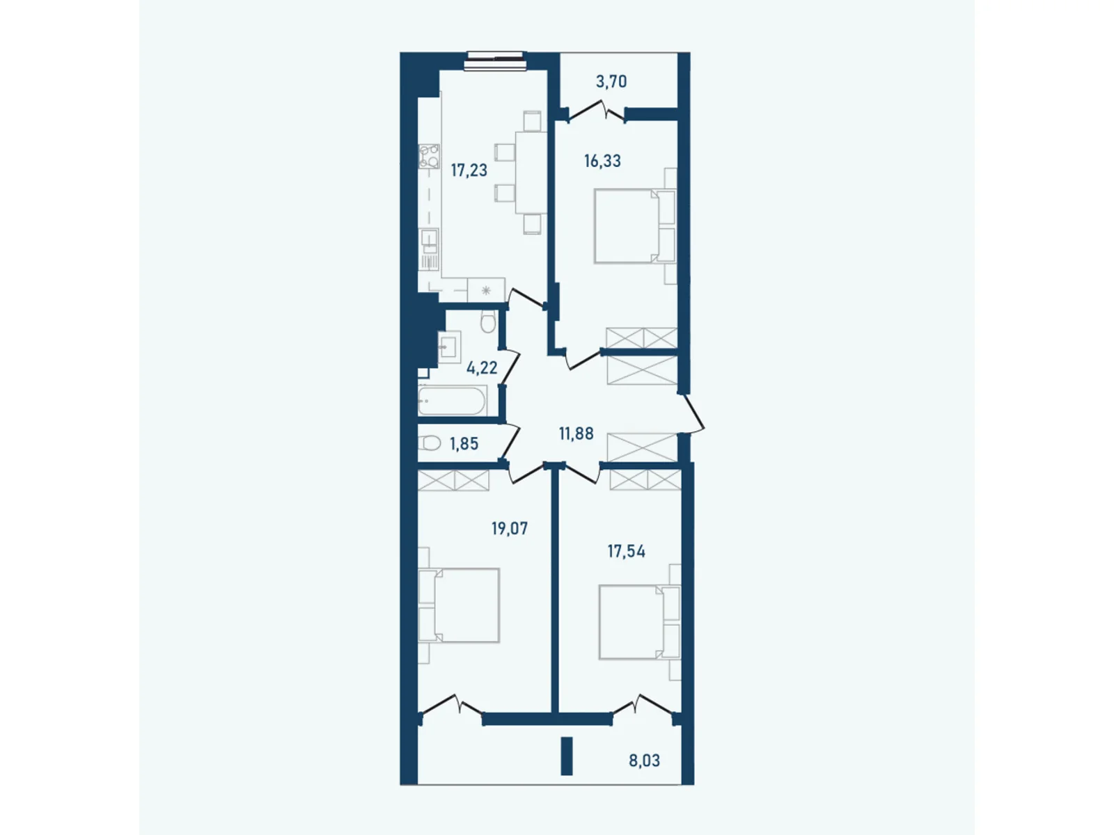 Продается 3-комнатная квартира 99.85 кв. м в Черновцах, ул. Героев Майдана