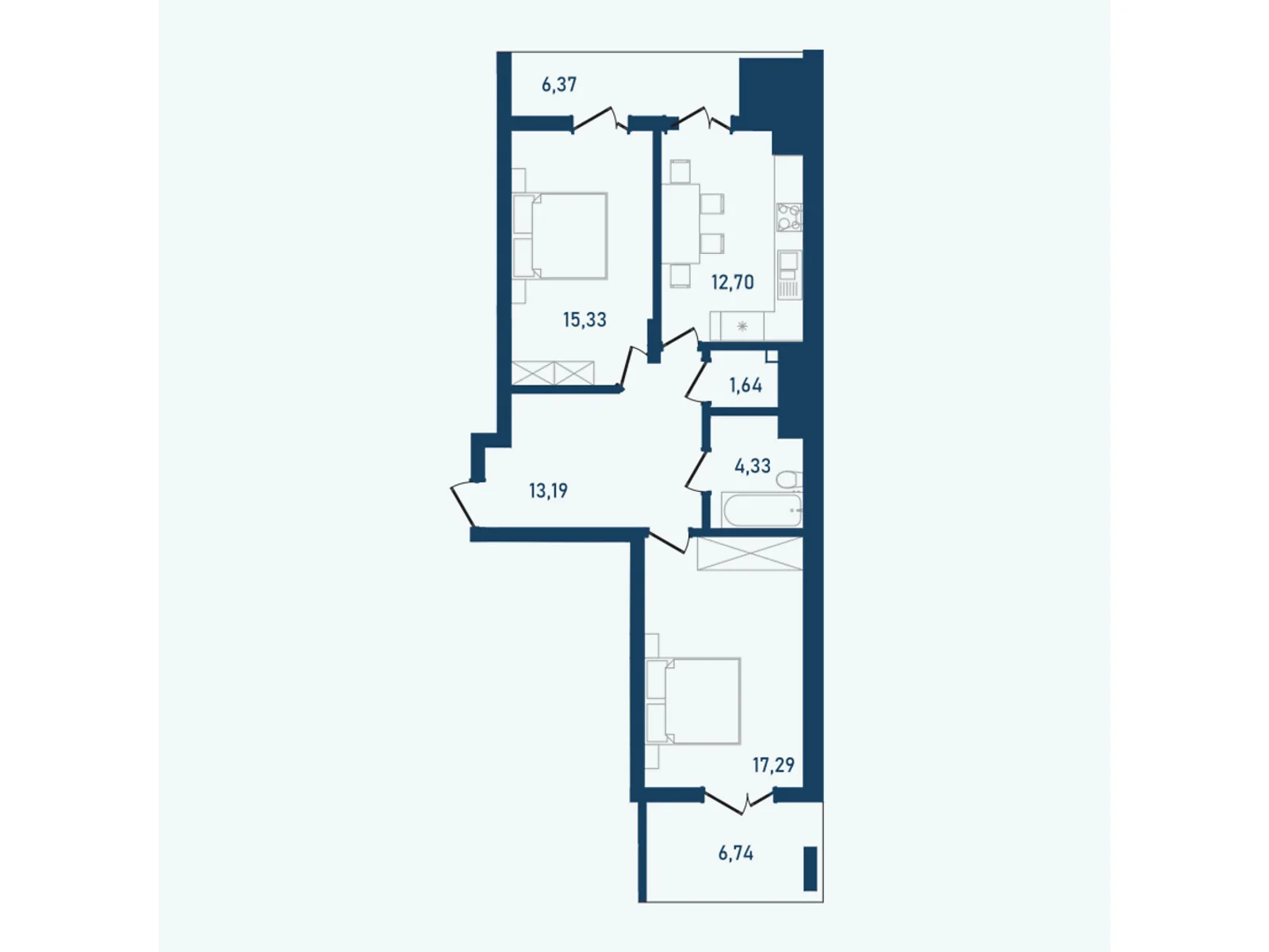 Продается 2-комнатная квартира 77.59 кв. м в Черновцах, цена: 77590 $