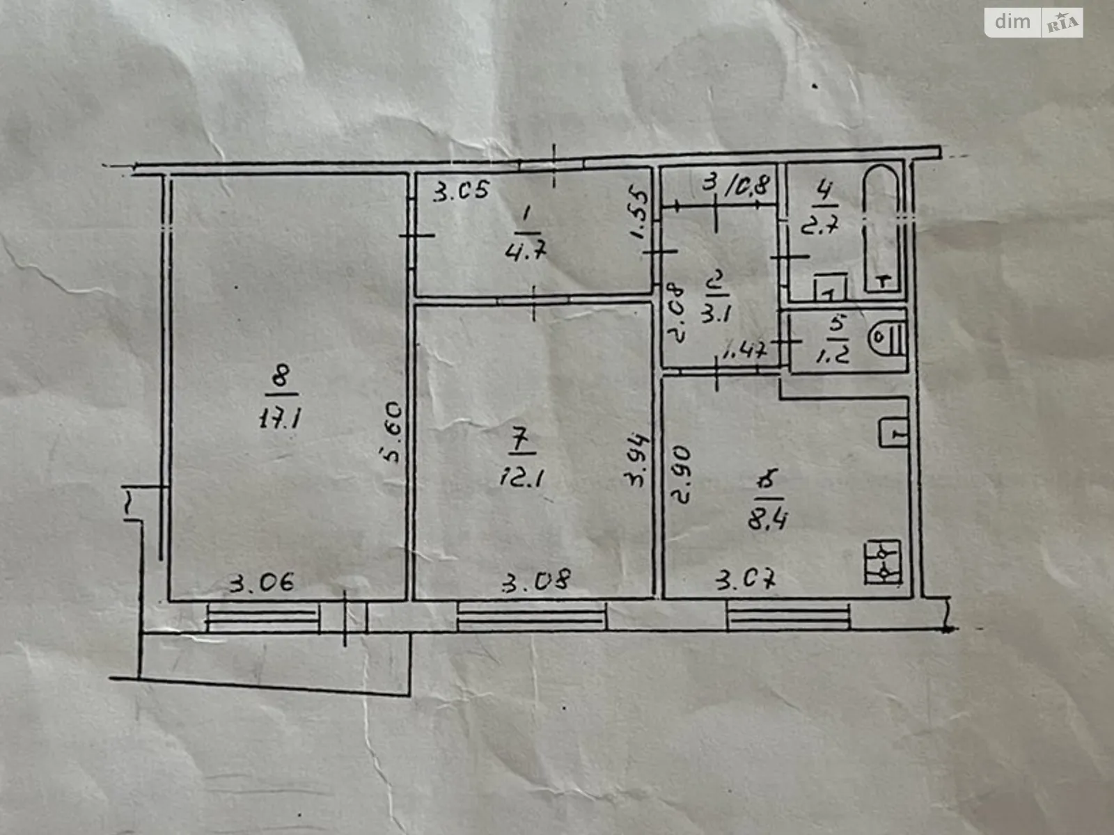 Продается 2-комнатная квартира 52 кв. м в Черкассах, цена: 59999 $