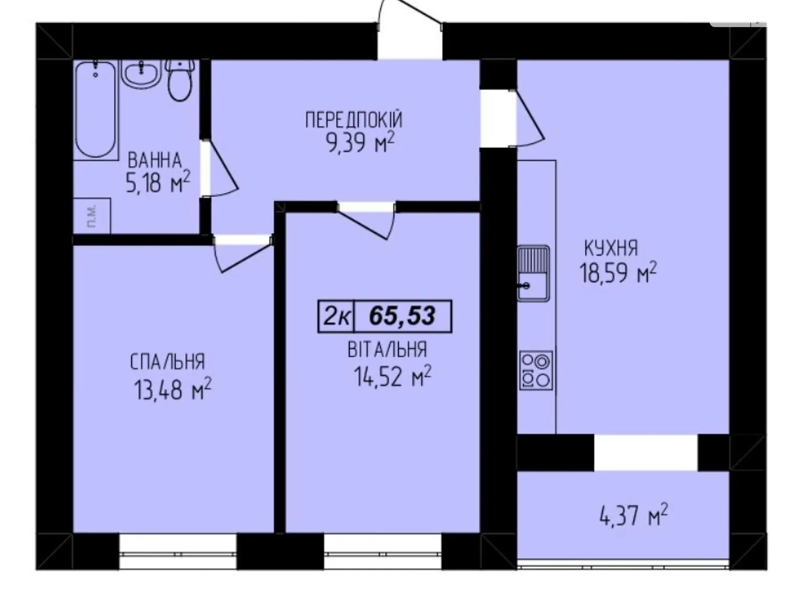 Продается 2-комнатная квартира 65.53 кв. м в Ивано-Франковске, цена: 47997 $