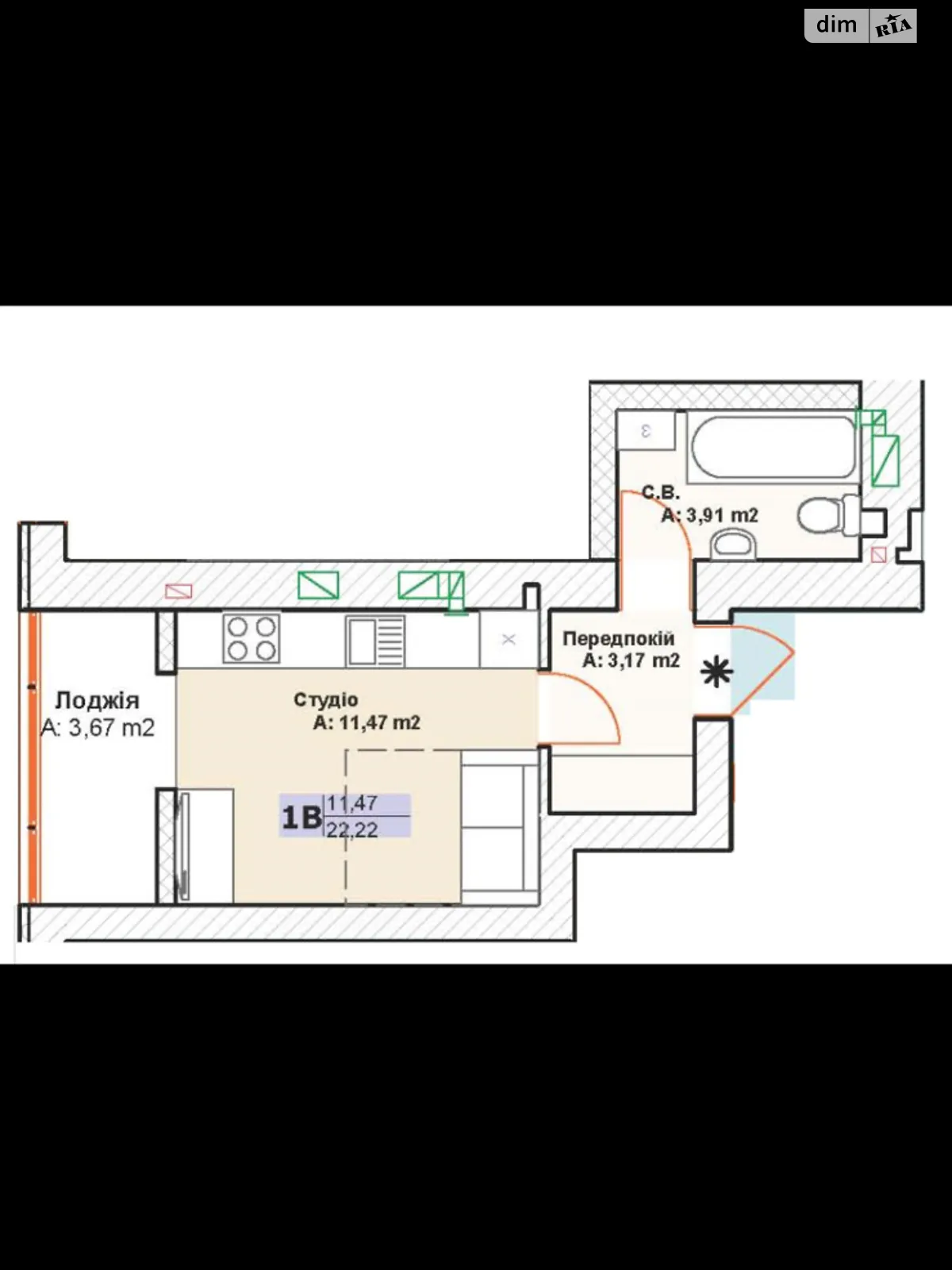 Продается 1-комнатная квартира 22 кв. м в Буче, бул. Леонида Бирюкова, 7