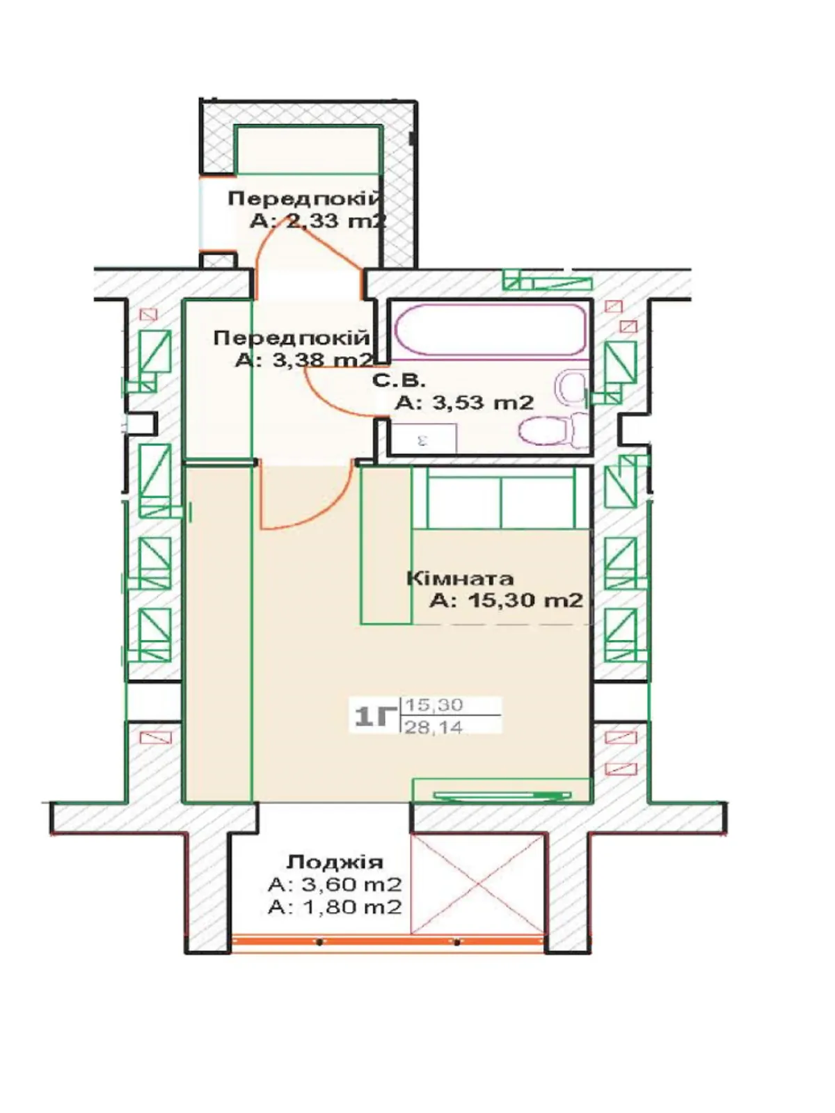 Продается 1-комнатная квартира 28 кв. м в Буче, бул. Леонида Бирюкова, 9 - фото 1