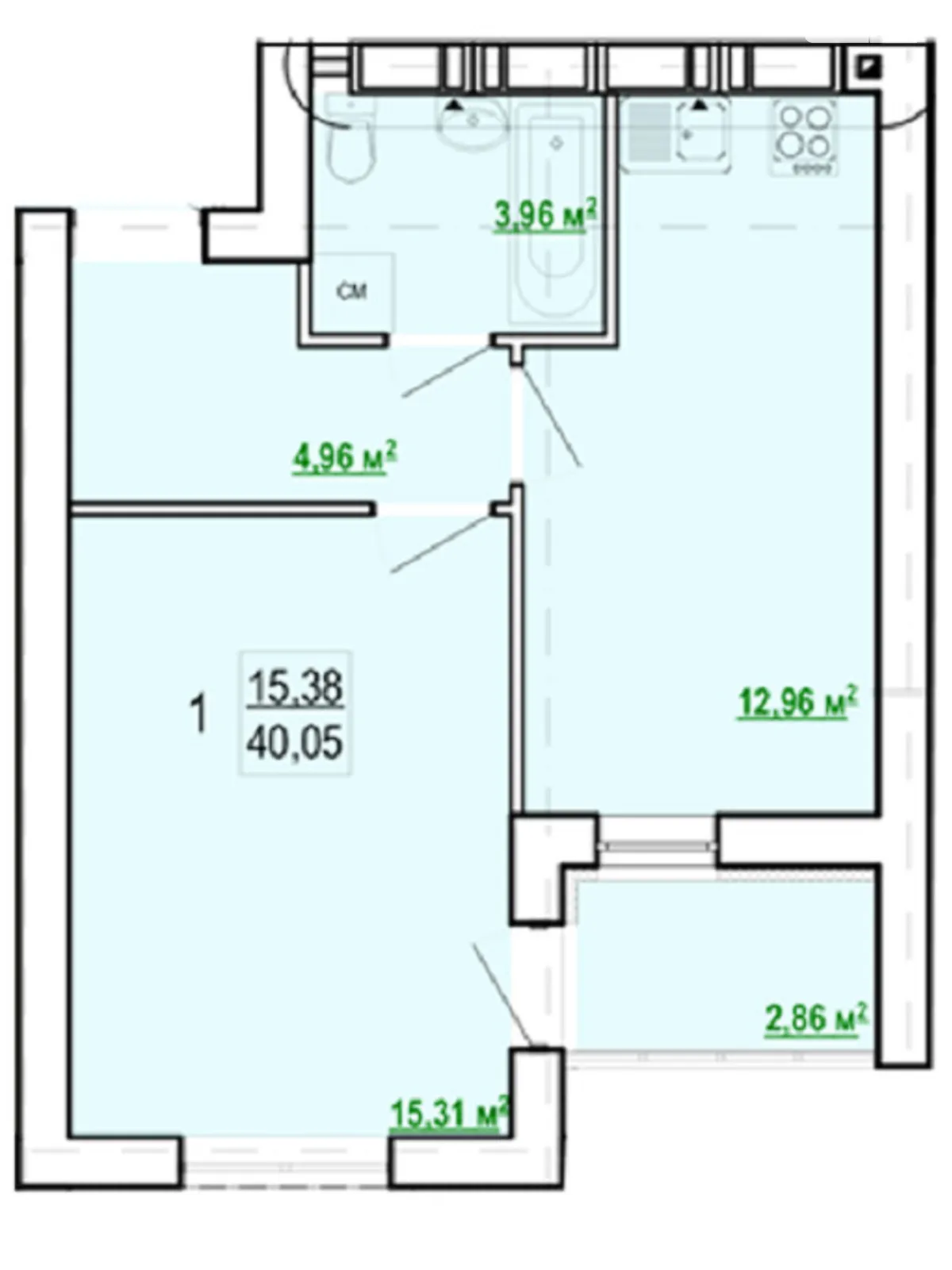 Продается 1-комнатная квартира 40.05 кв. м в Харькове, ул. Шевченко, 327