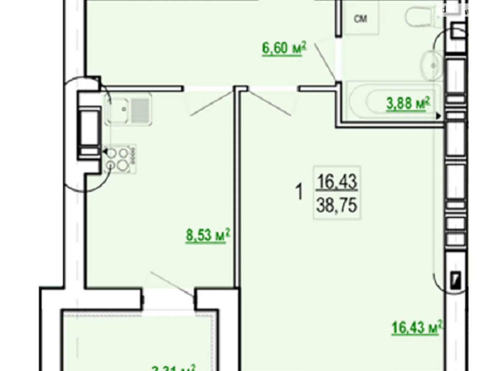 Продается 1-комнатная квартира 38.75 кв. м в Харькове, ул. Шевченко, 327 - фото 1