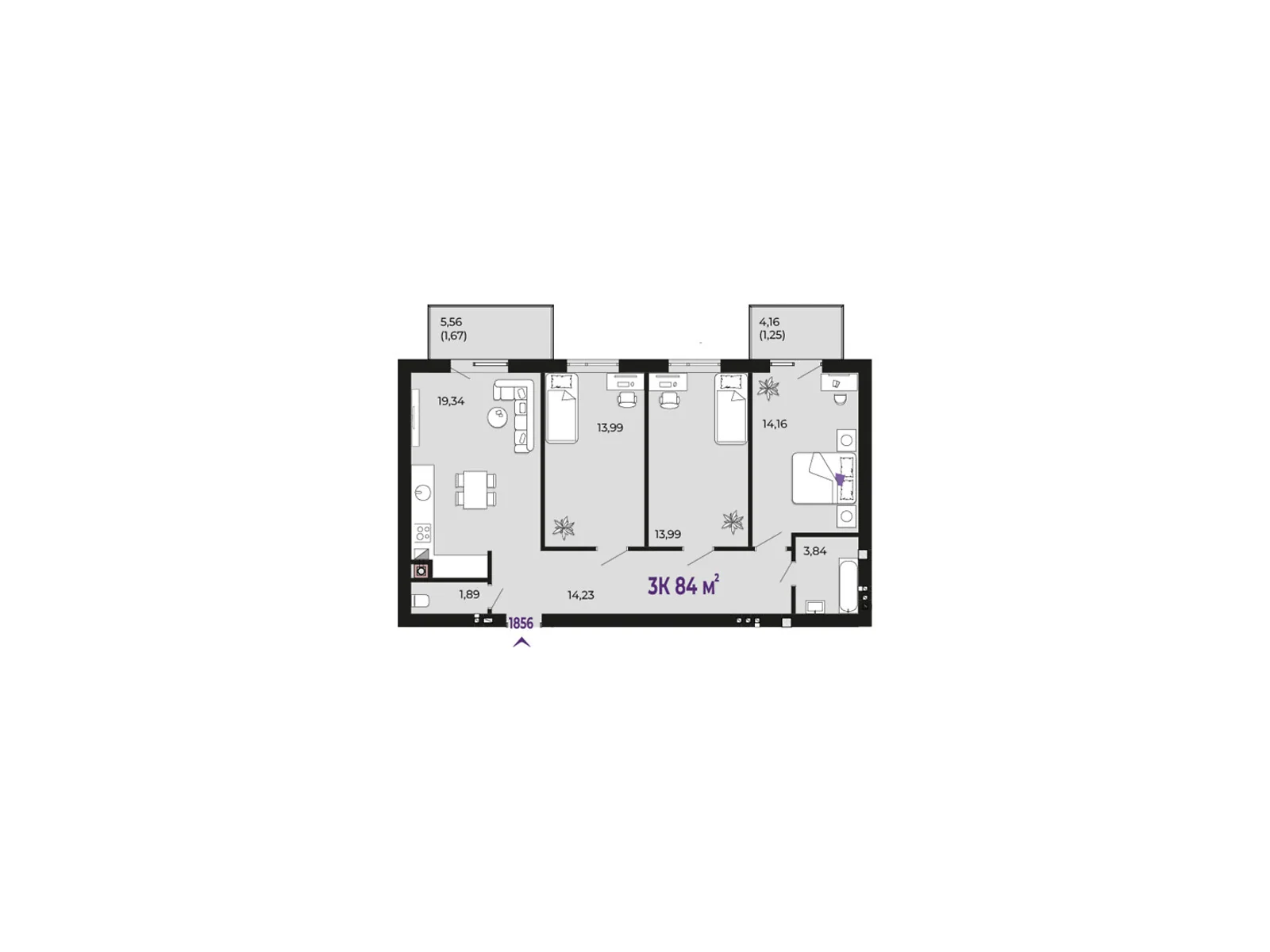 Продается 3-комнатная квартира 84 кв. м в Криховцы, цена: 65520 $ - фото 1