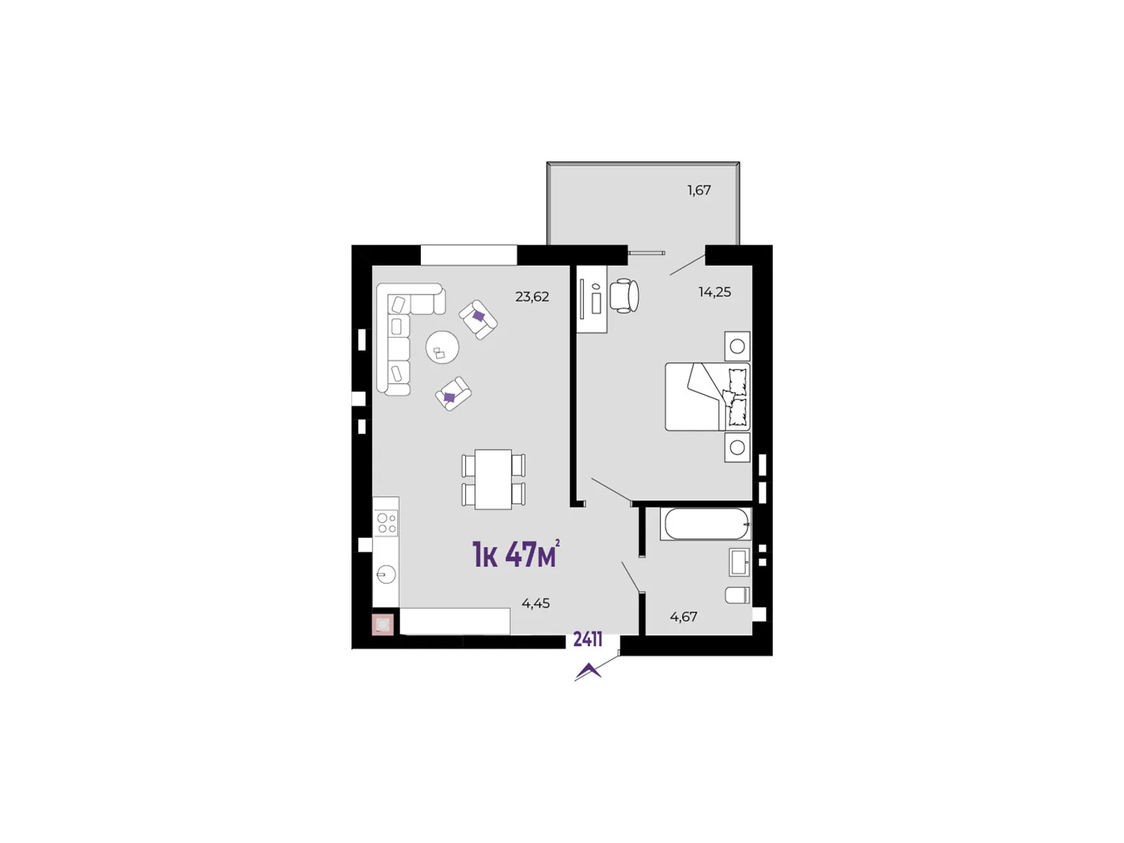 Продається 1-кімнатна квартира 47 кв. м у Крихівці, цена: 38540 $