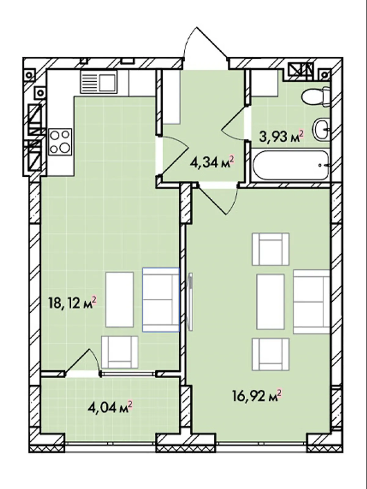 Продается 1-комнатная квартира 46.3 кв. м в Львове, цена: 78500 $