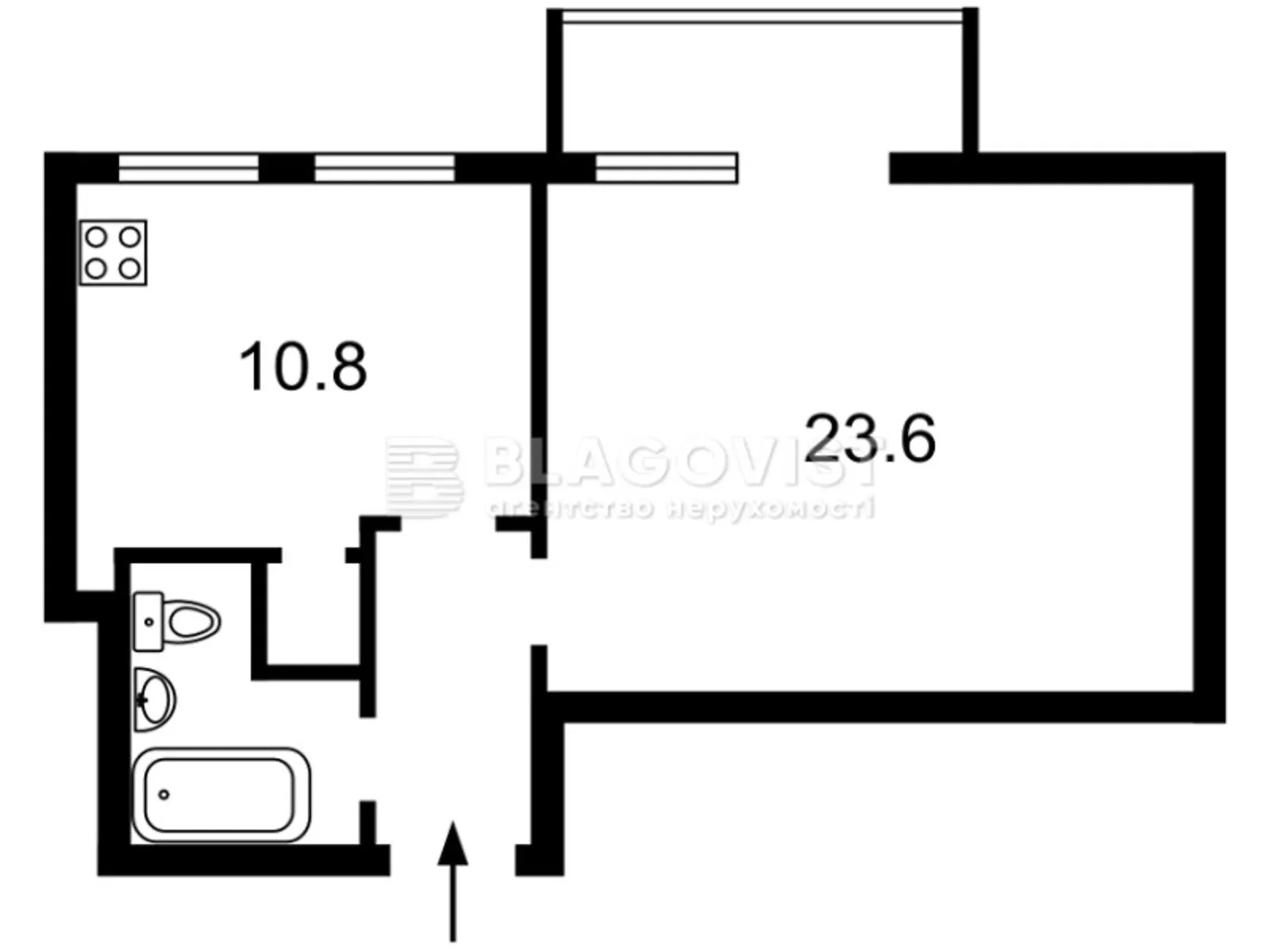 Продается 1-комнатная квартира 43.4 кв. м в Киеве, ул. Владимирская, 37