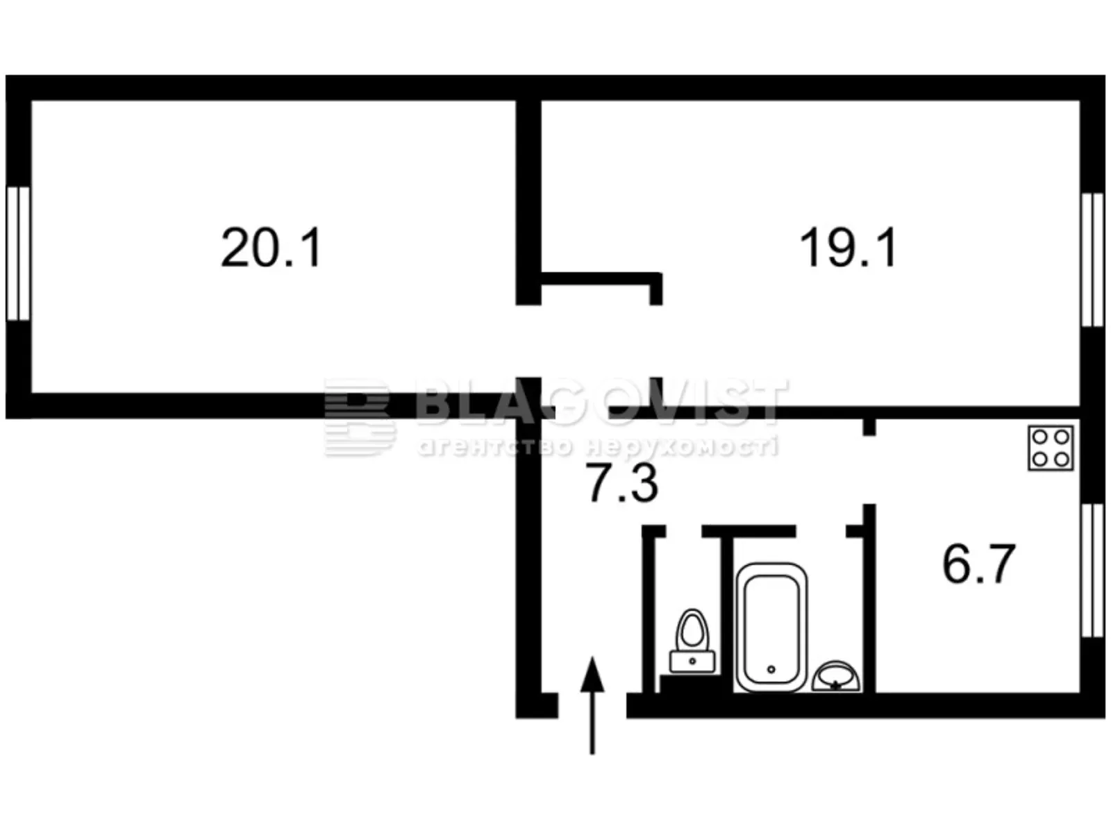 Продается 2-комнатная квартира 58.3 кв. м в Киеве, ул. Коновальца Евгения, 3