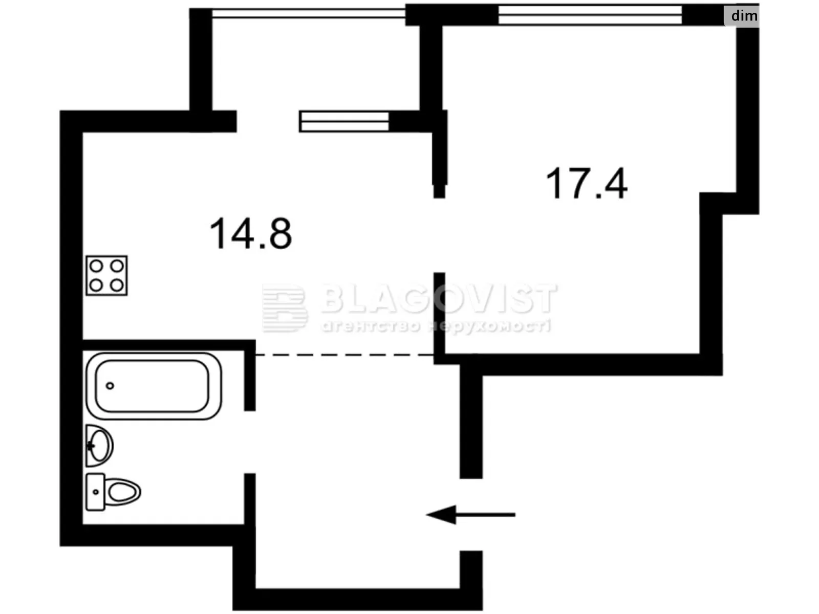 Продается 1-комнатная квартира 53 кв. м в Киеве, ул. Предславинская, 44