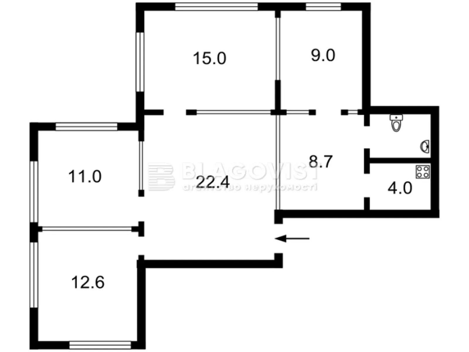 Продается 6-комнатная квартира 90 кв. м в Киеве, ул. Лобановского - фото 1