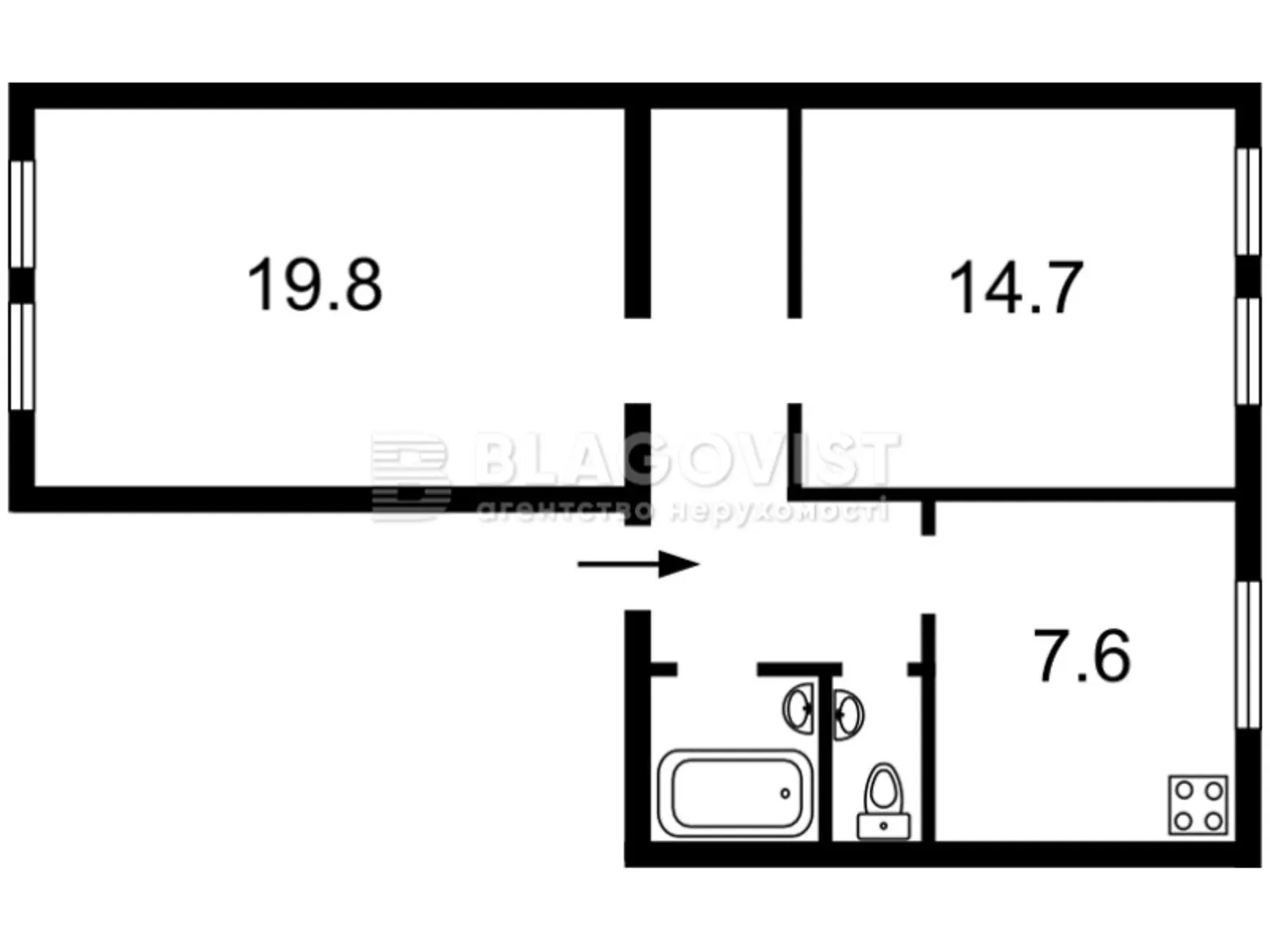 Продается 2-комнатная квартира 58 кв. м в Киеве, ул. Зоологическая, 4