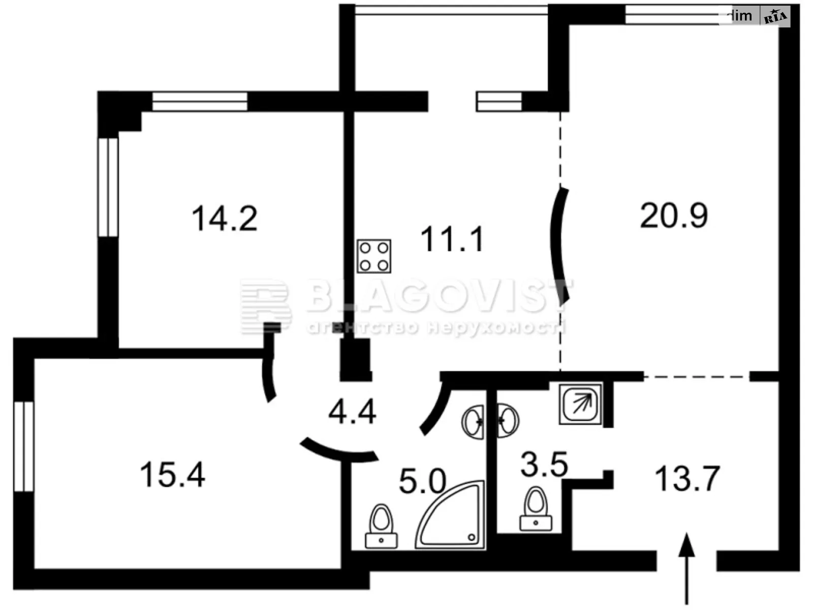 Сдается в аренду 3-комнатная квартира 110 кв. м в Киеве, цена: 730 $