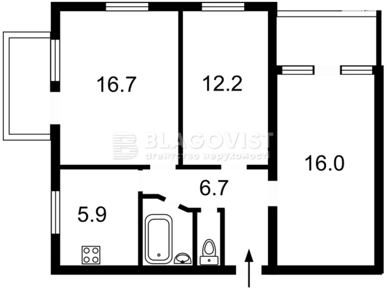 Продается 2-комнатная квартира 65 кв. м в Киеве, пер. Коломыйский, 16