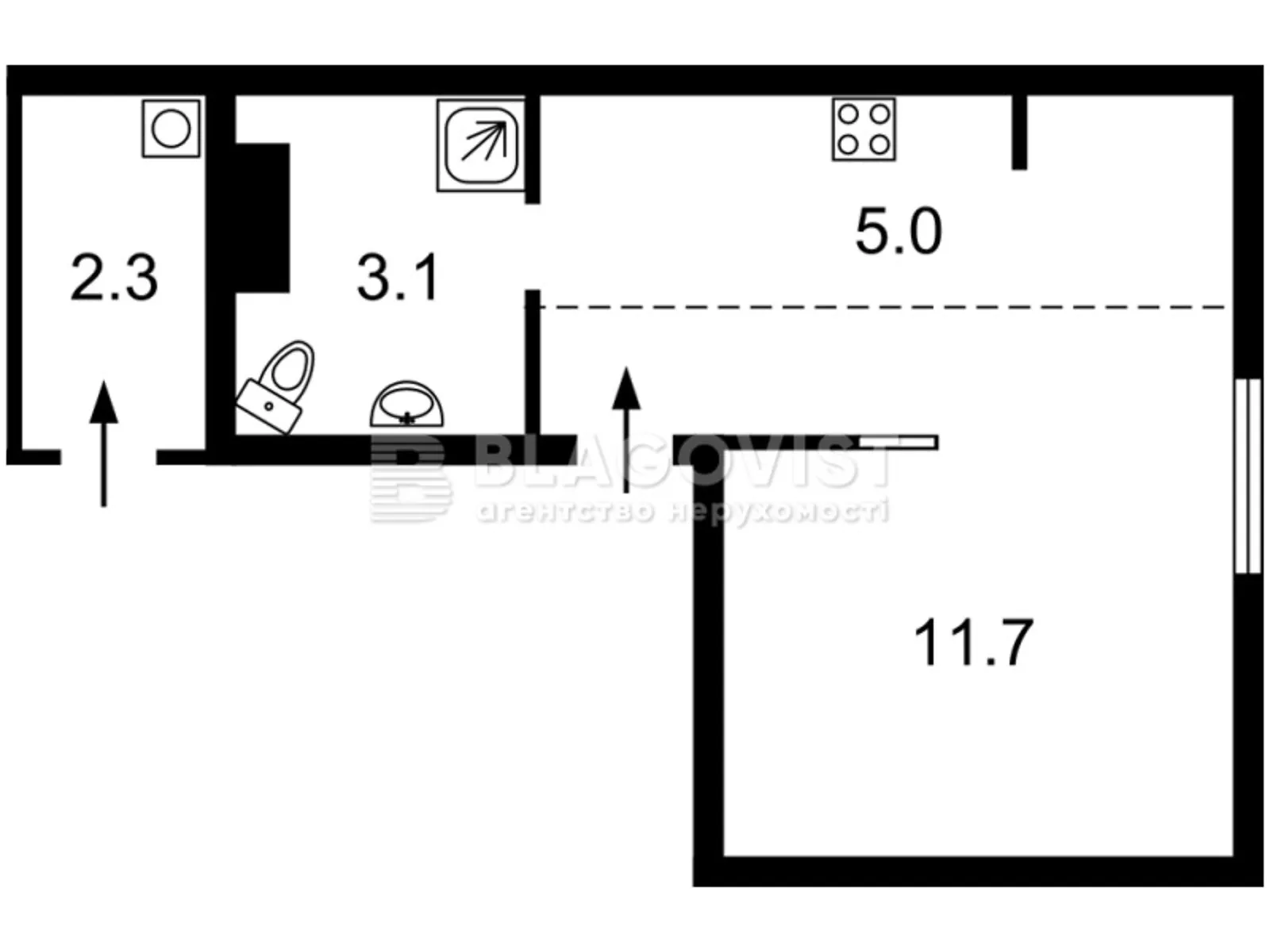 Продается 1-комнатная квартира 22.1 кв. м в Киеве, ул. Петропавловская